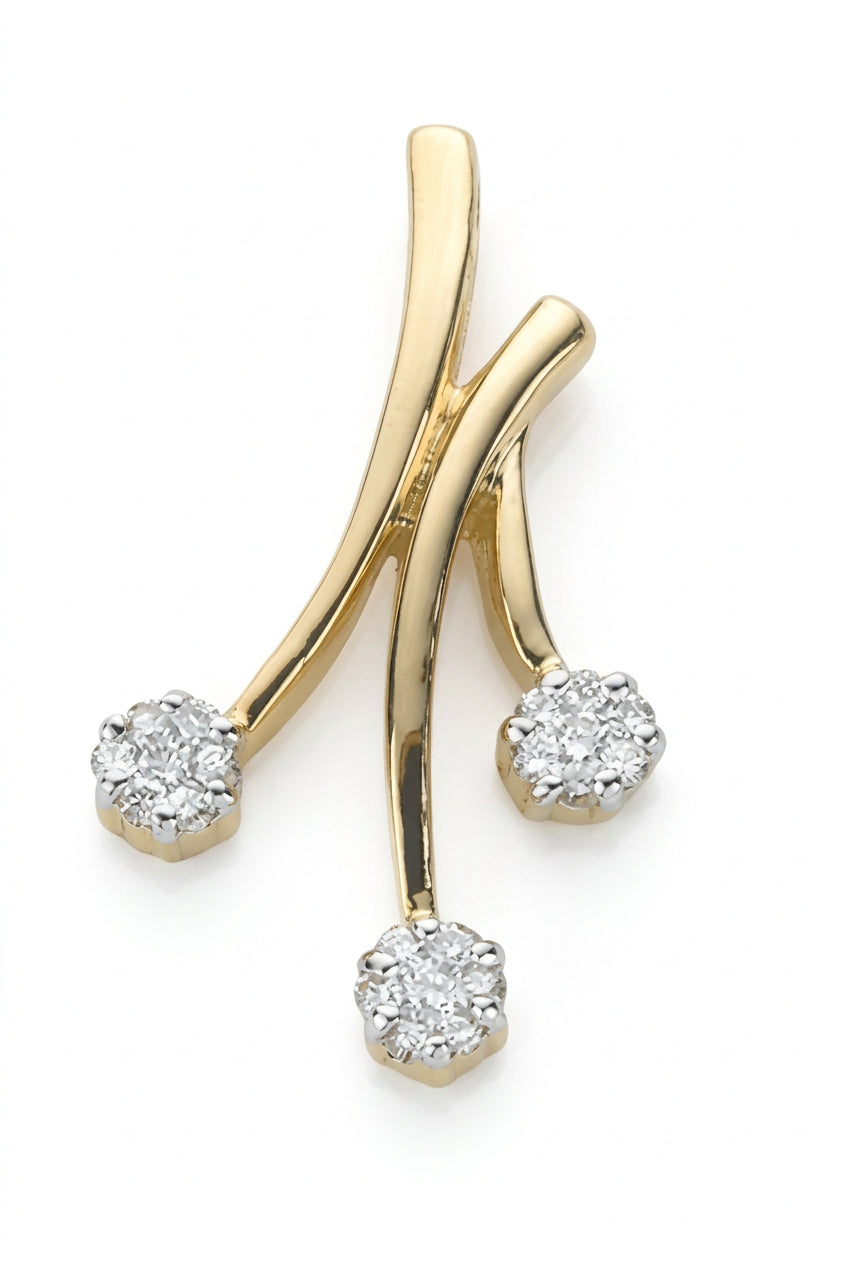 9ct Yellow Gold 0.16ct Diamond Drop Pendant