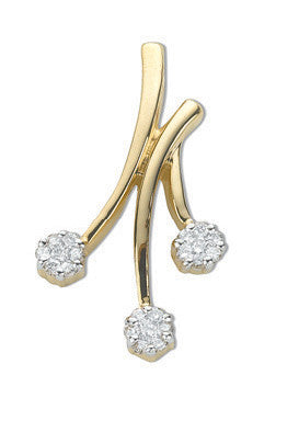 9ct Yellow Gold 0.16ct Diamond Drop Pendant - 9ct Gold