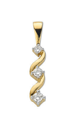 9ct Yellow Gold 0.15ct Diamond Trilogy Pendant - 9ct Gold