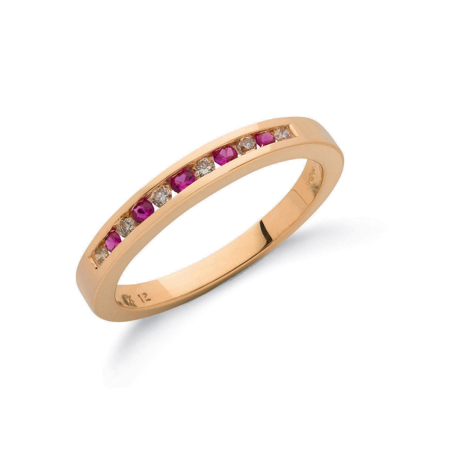 9ct Yellow Gold 0.12ct Diamond & 0.16ct Ruby Eternity Ring - 9ct Gold