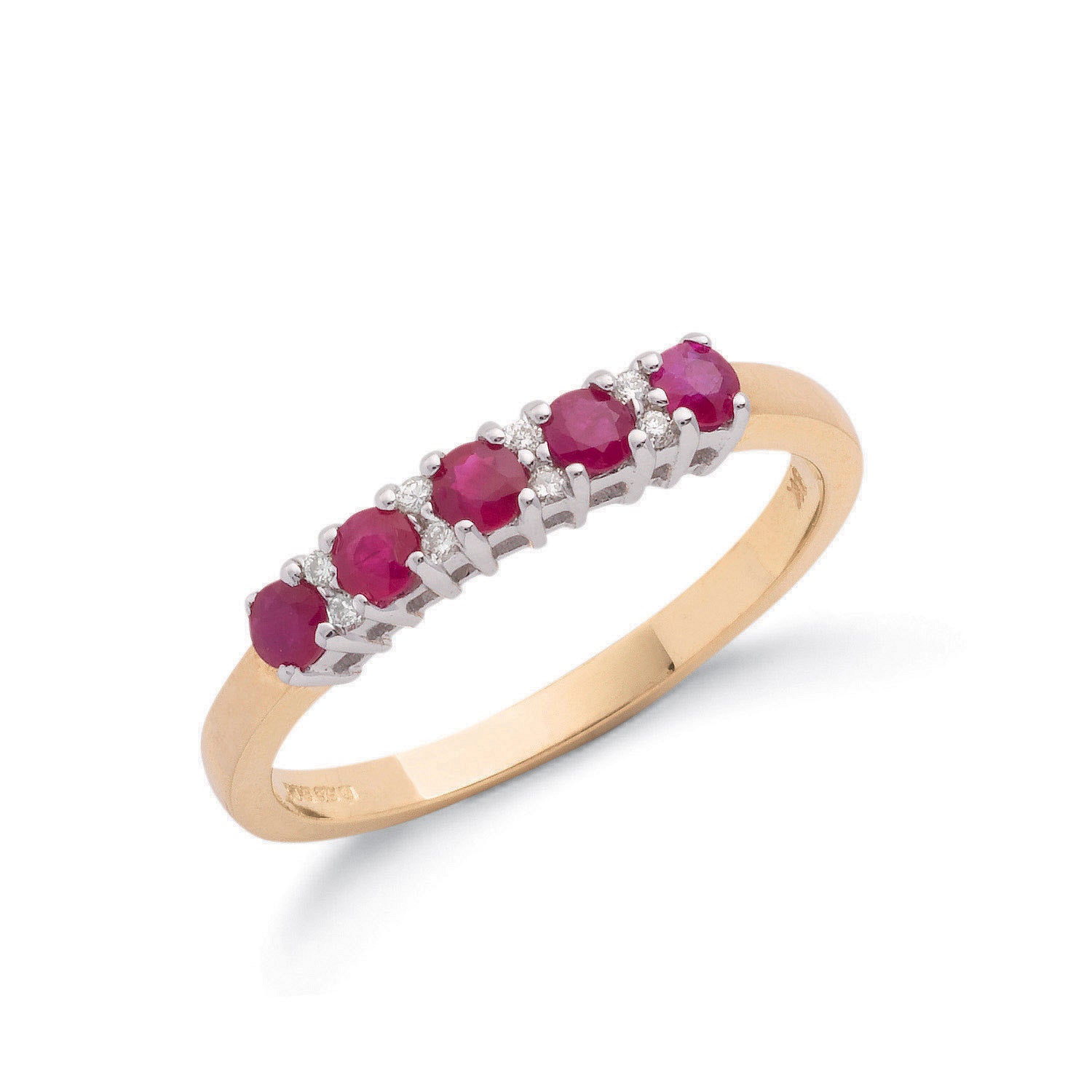 9ct Yellow Gold 0.06ct Diamond & 0.70ct Ruby Eternity Ring - 9ct Gold