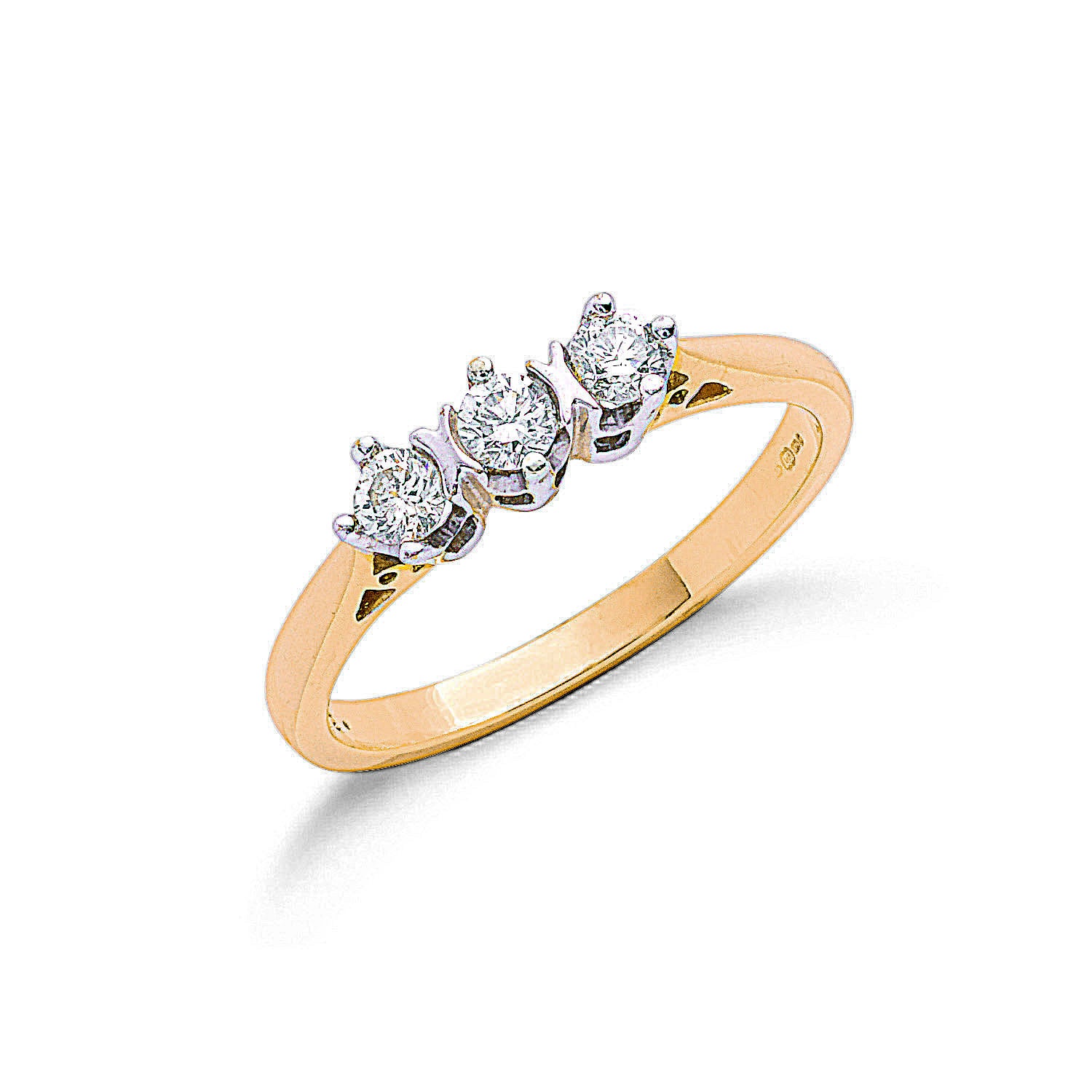 9ct Yellow Gold 0.33ct Diamond Trilogy Ring - 9ct Gold