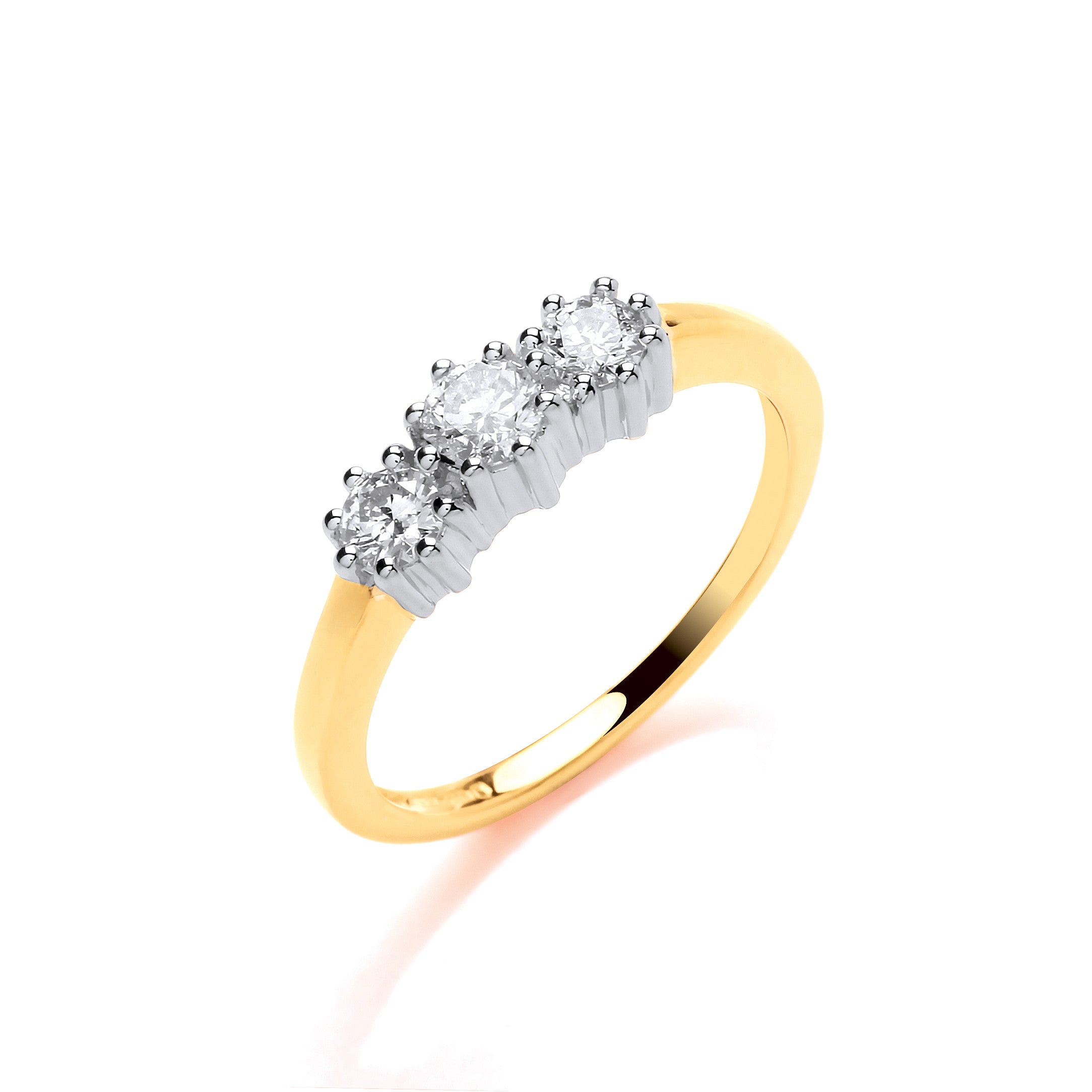 9ct Yellow Gold 0.50ct Diamond Trilogy Ring - 9ct Gold