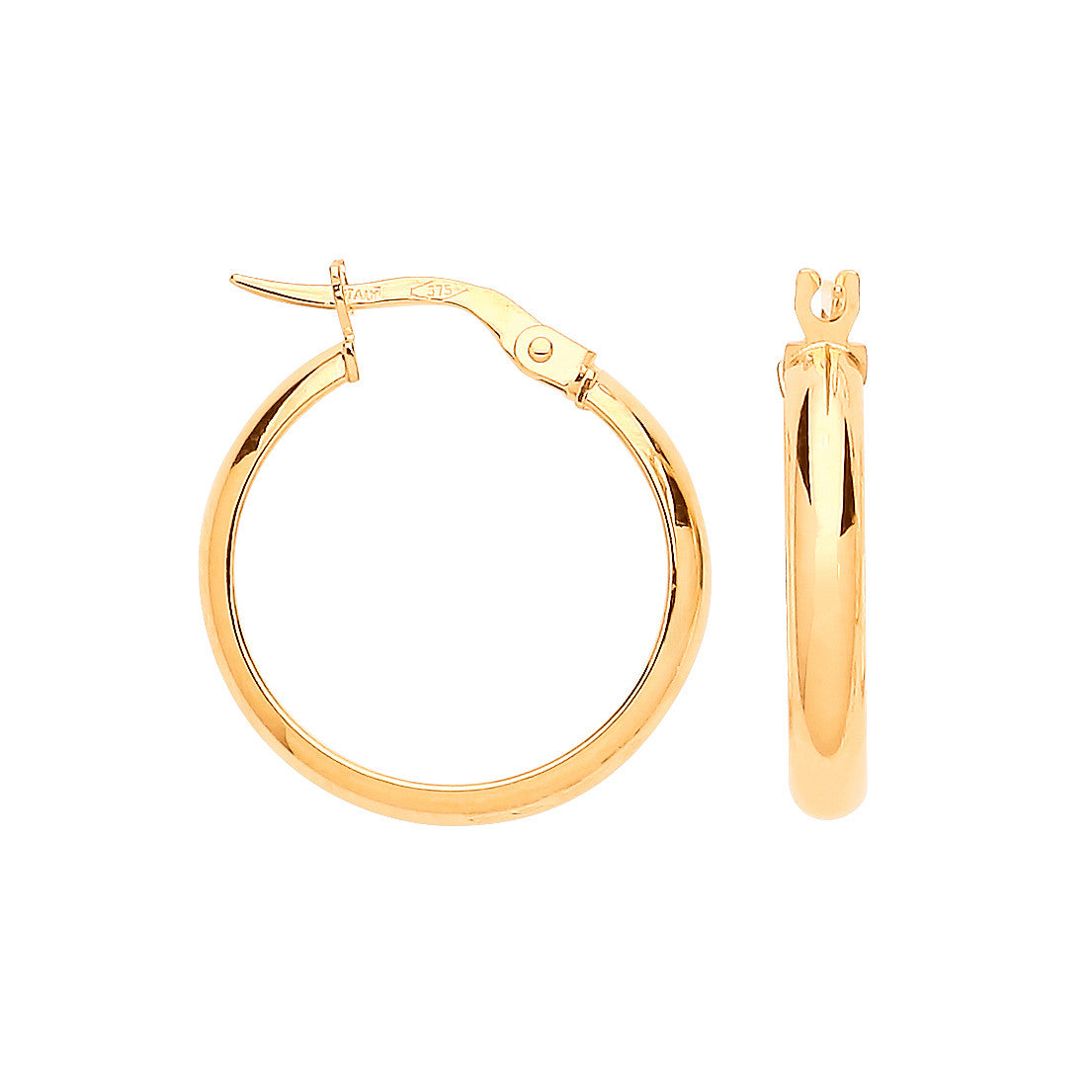 Yellow Gold 20mm Hoop Earrings - 9ct Gold