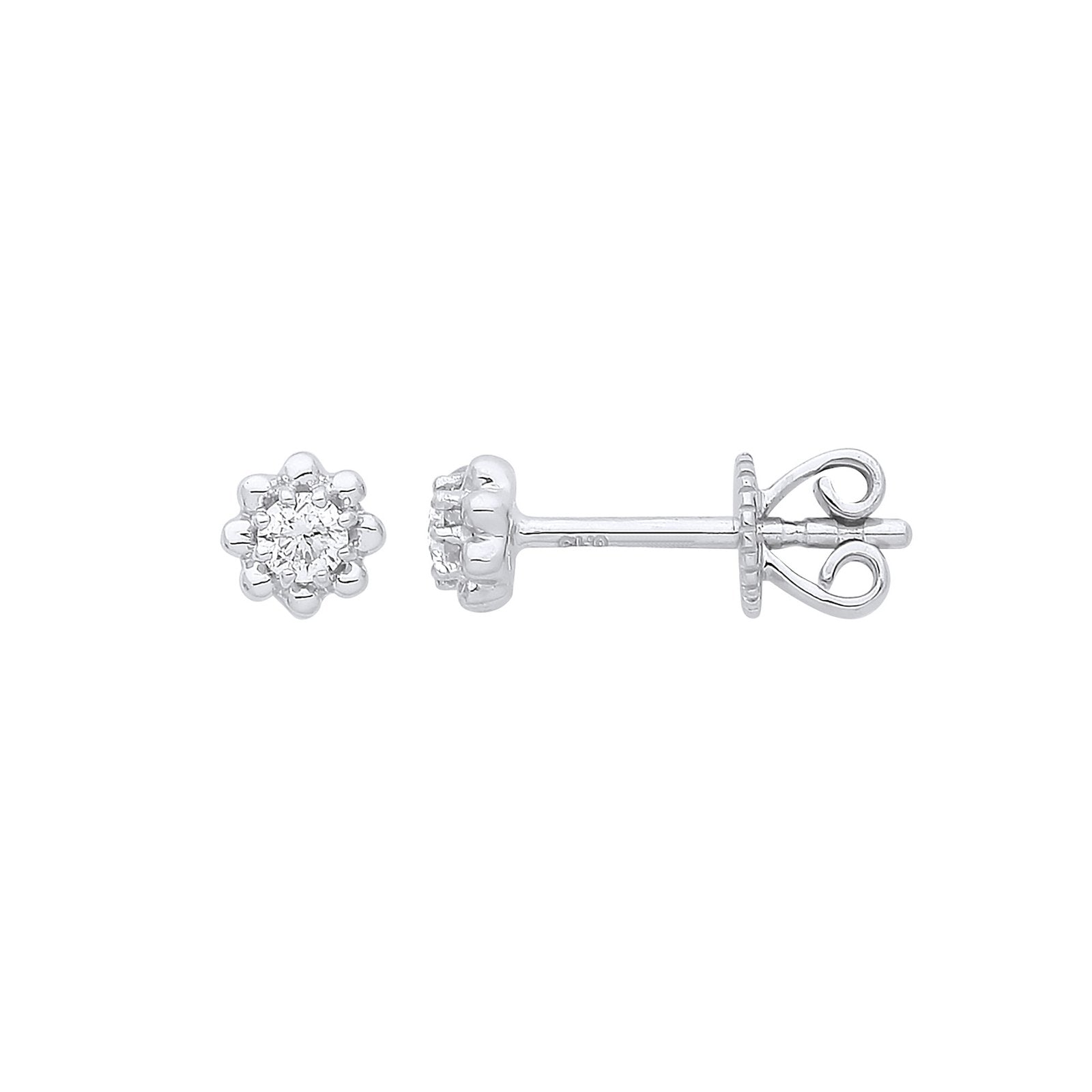 9ct White Gold 0.13ct Diamond Stud Earring