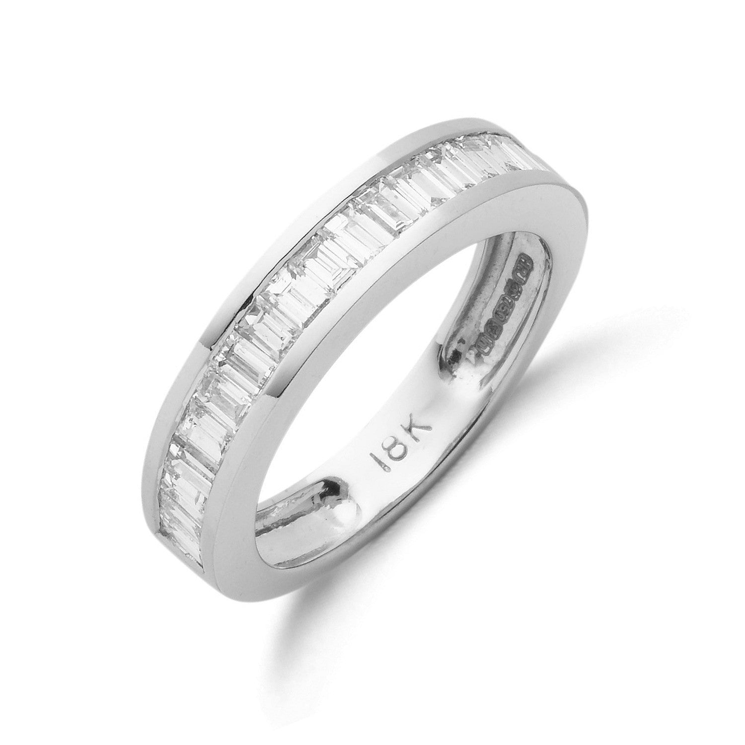 18ct White Gold 1.00ctw Half ET Baguette Cut Diamond Eternity Ring - 18ct Gold