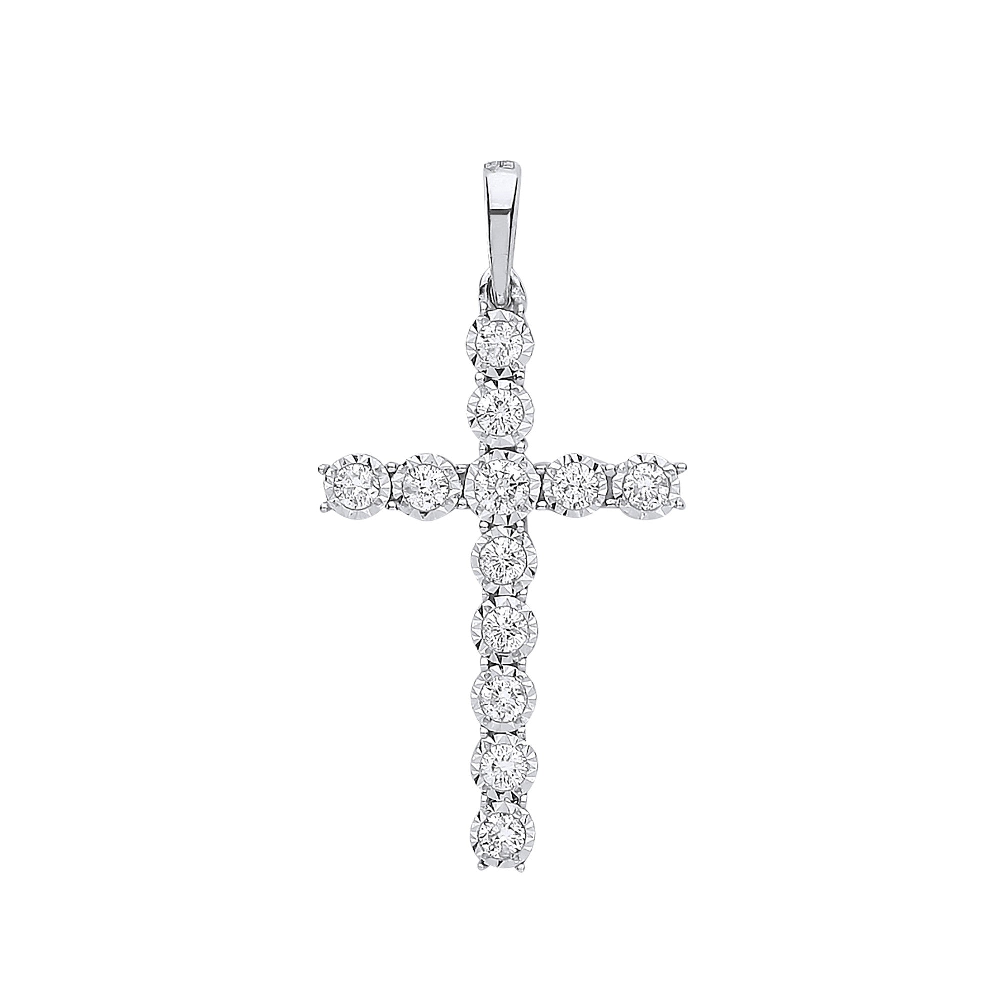 9ct White Gold 0.27ct Diamond Cross - 9ct Gold
