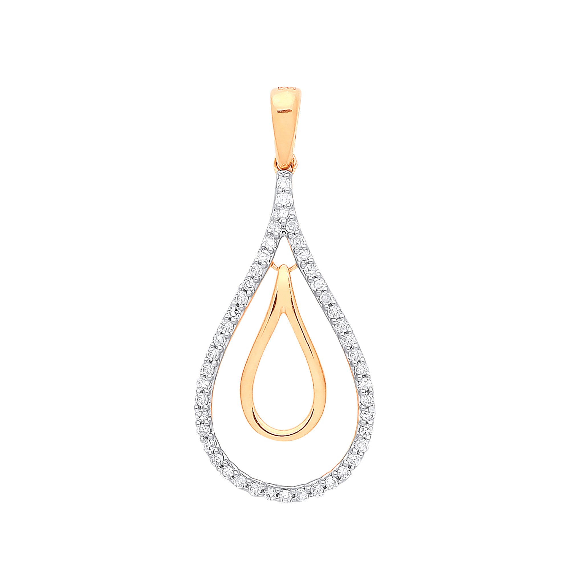 9ct Yellow Gold 0.13ct Drop Pendant - 9ct Gold