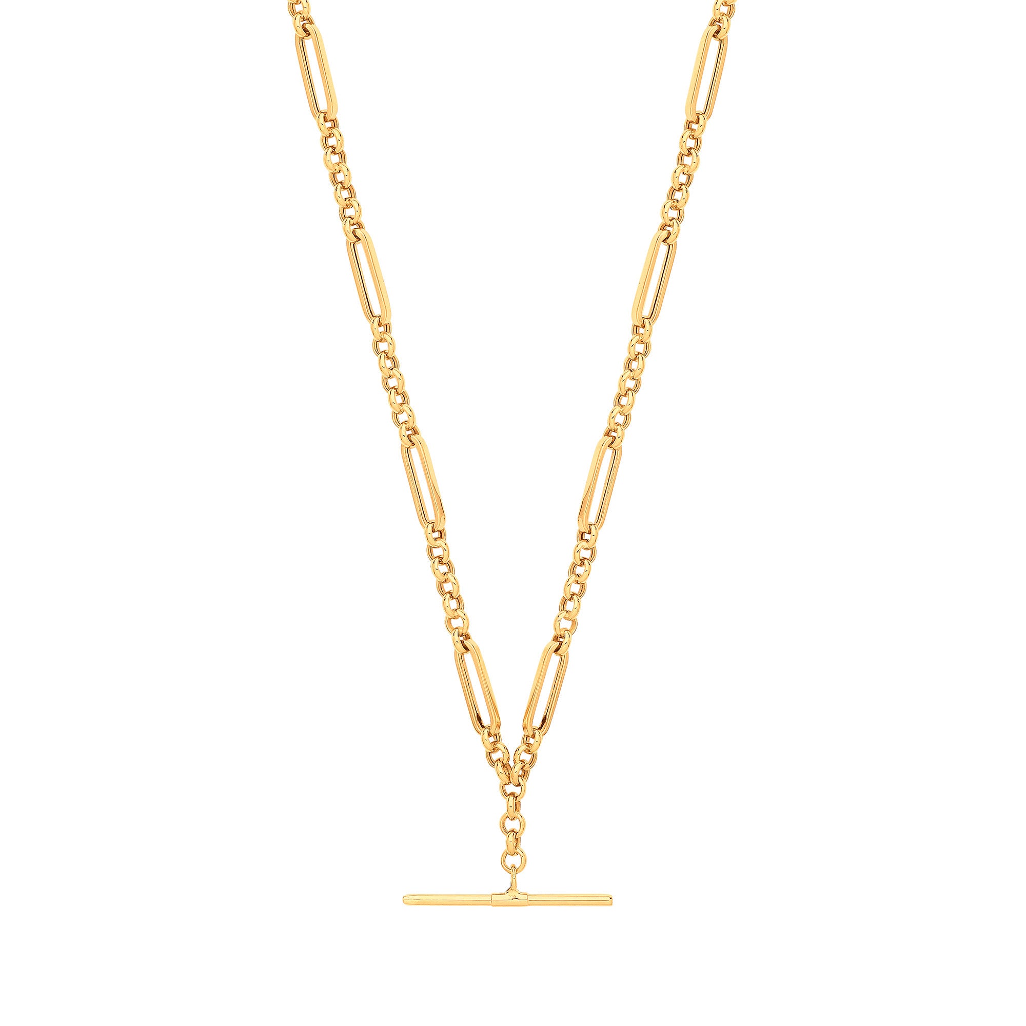 Yellow Gold Figaro Belcher T-Bar Bracelet/Necklace - 9ct Gold