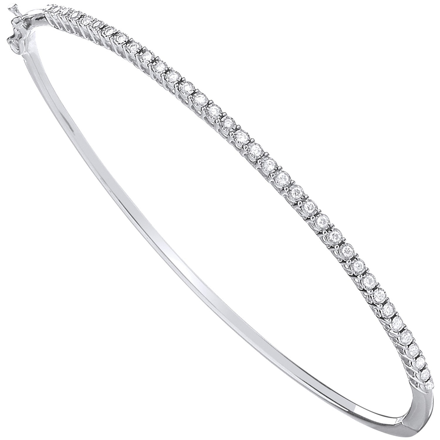 9ct White Gold 0.25ct Diamond Bangle - 9ct Gold