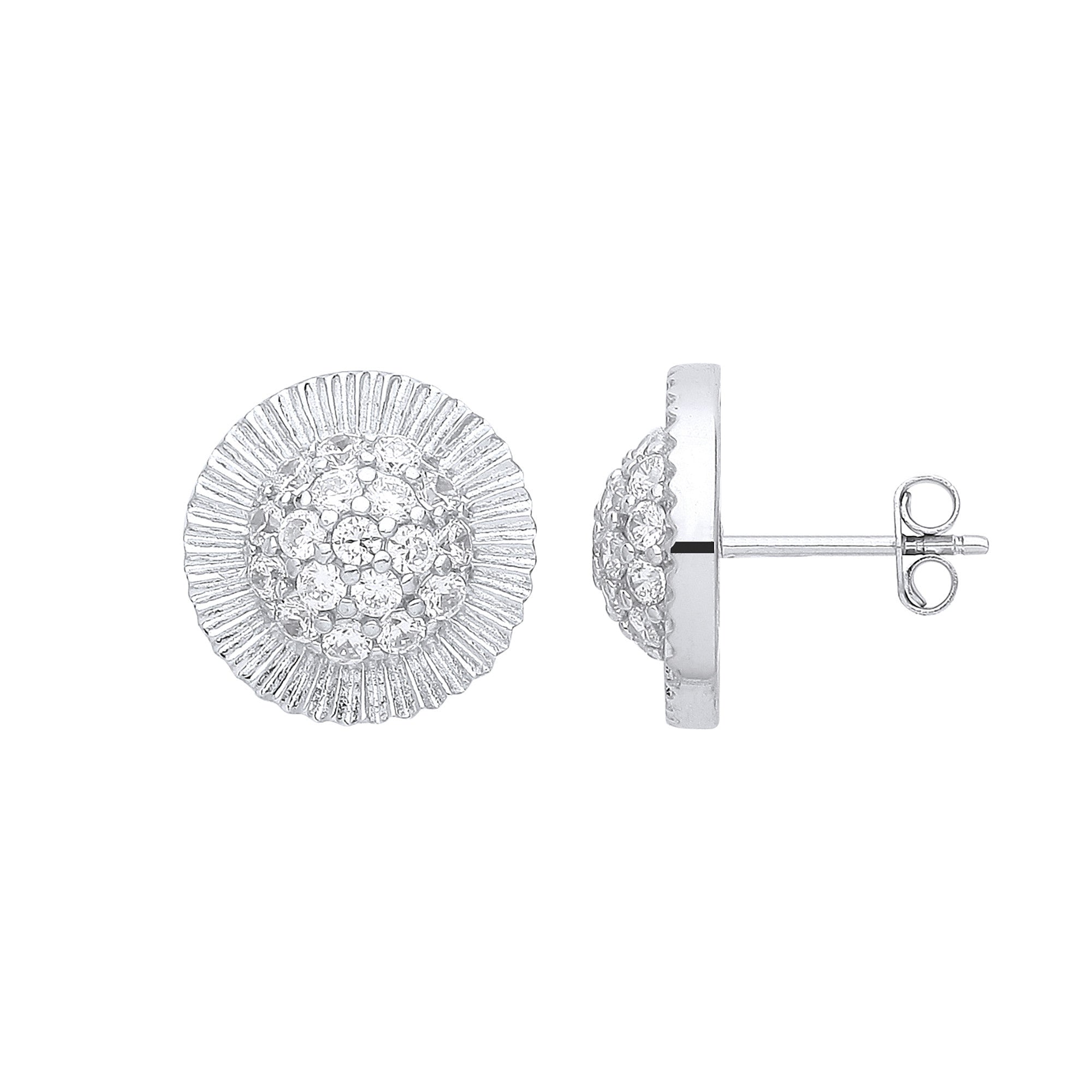White Gold Cubic Zirconia Round 15mm Stud Earrings - 9ct Gold