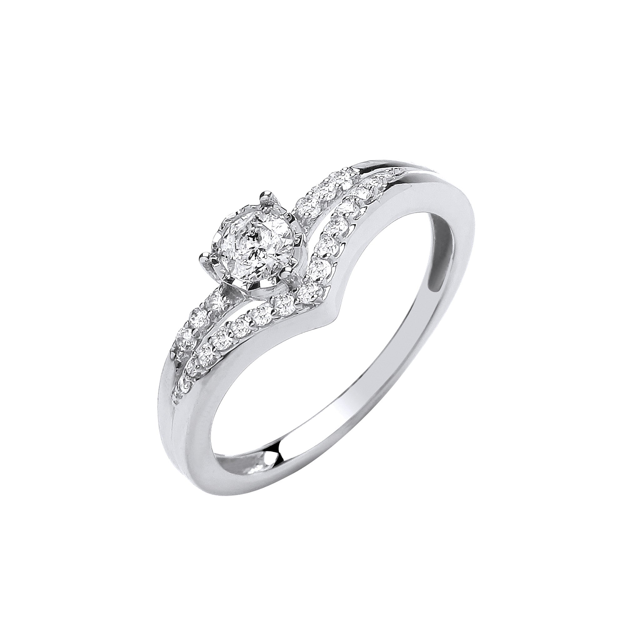 9ct White gold 0.33ct Split shank engagement ring - 9ct Gold