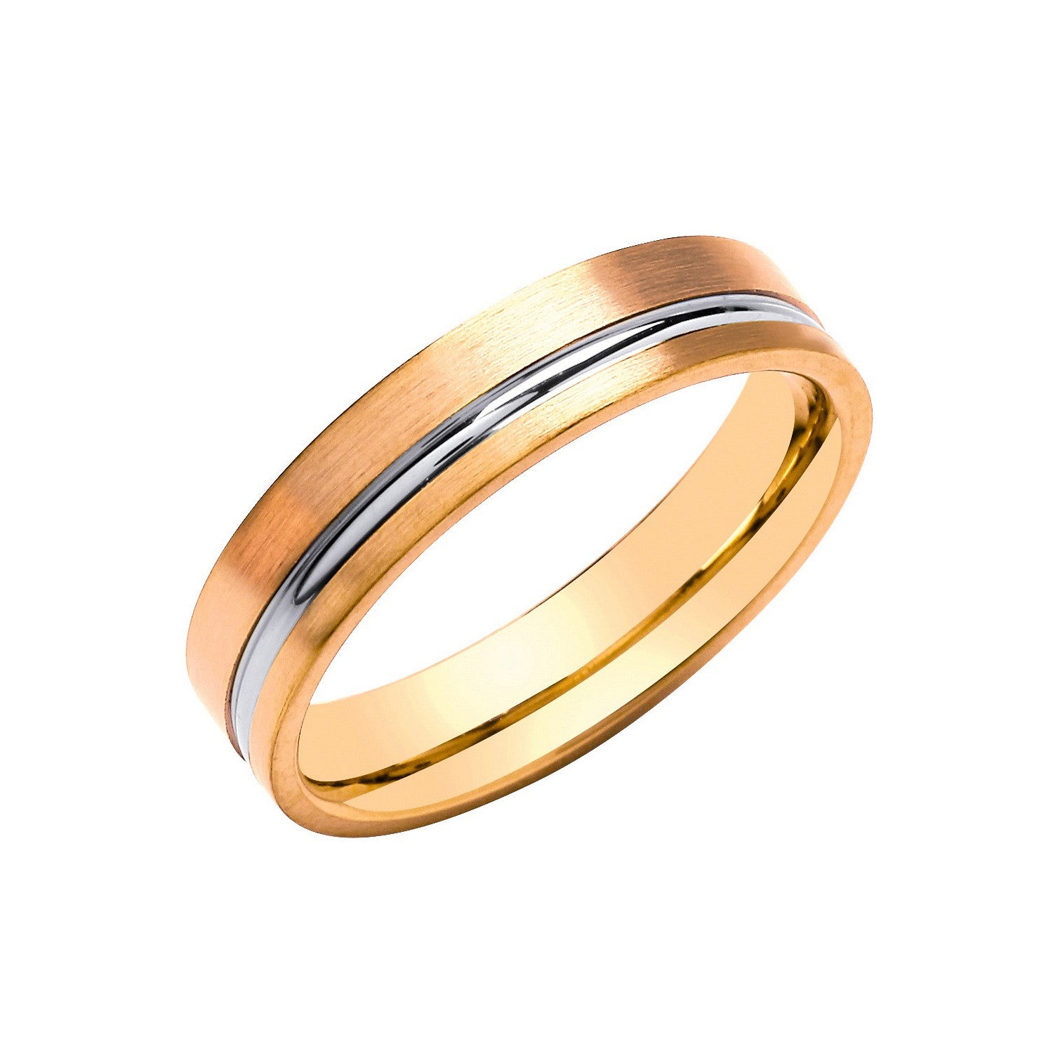 5mm Flat Court with Groove - Matt/Polished Finish - 18ct Gold