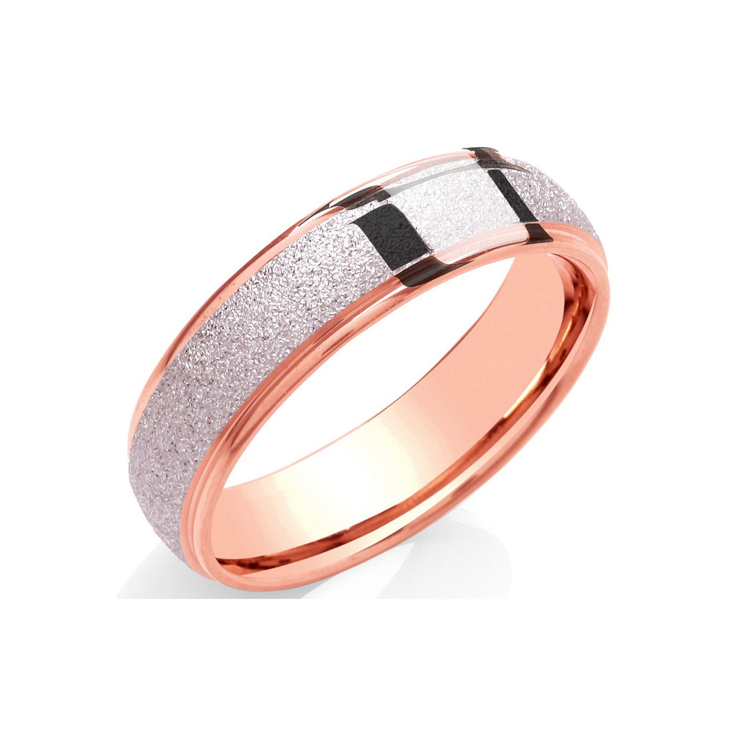 6mm Court Grind Stone Sandblast Centre & Polished Edges - 9ct Gold