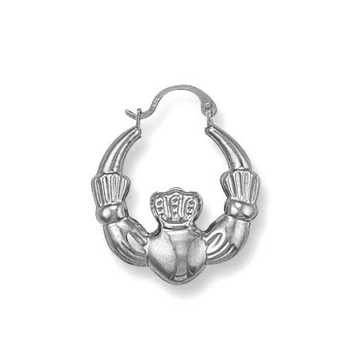 Silver Claddagh 20mm Creole Earrings - Silver