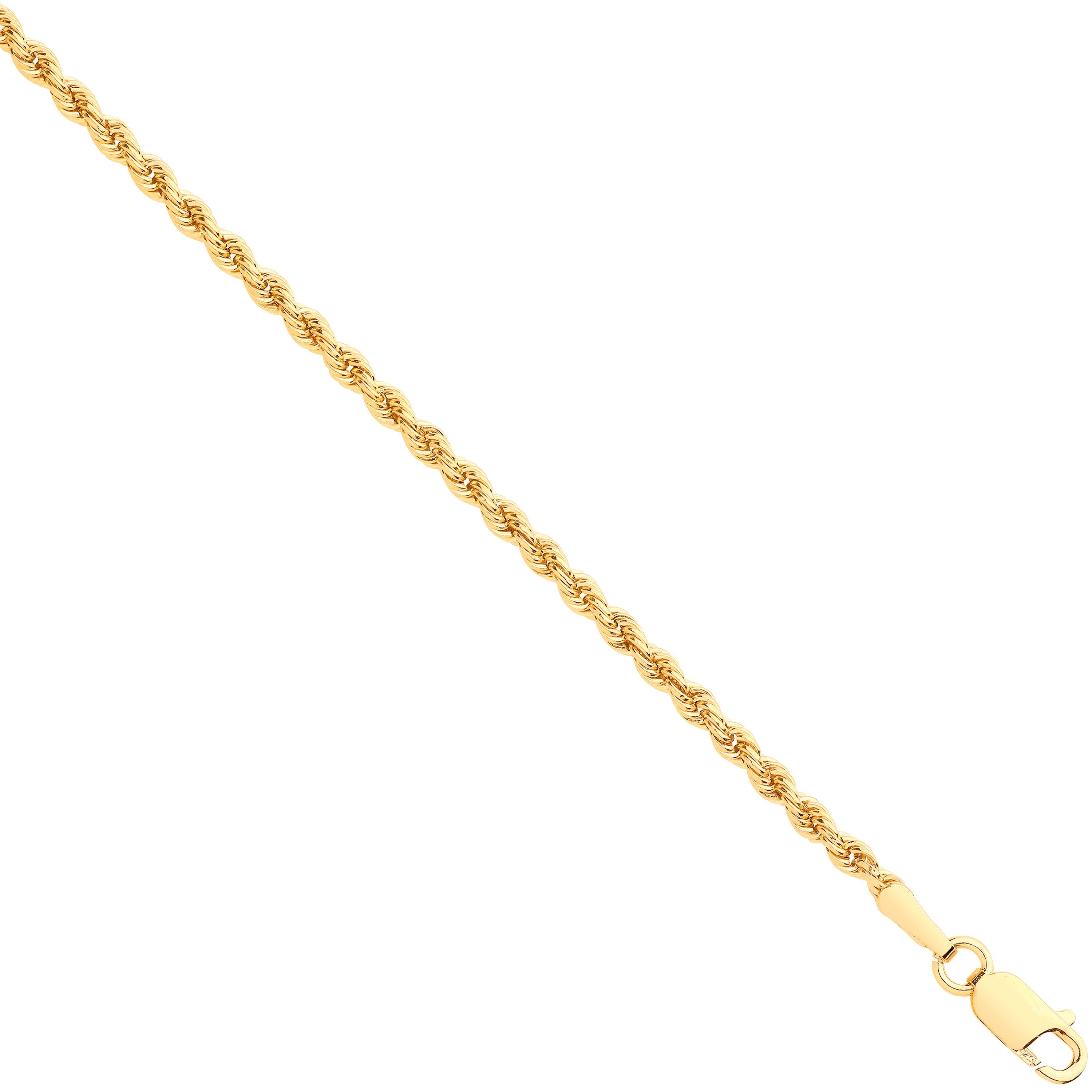 Yellow Gold 2.0mm Hollow Rope Chain - 9ct Gold