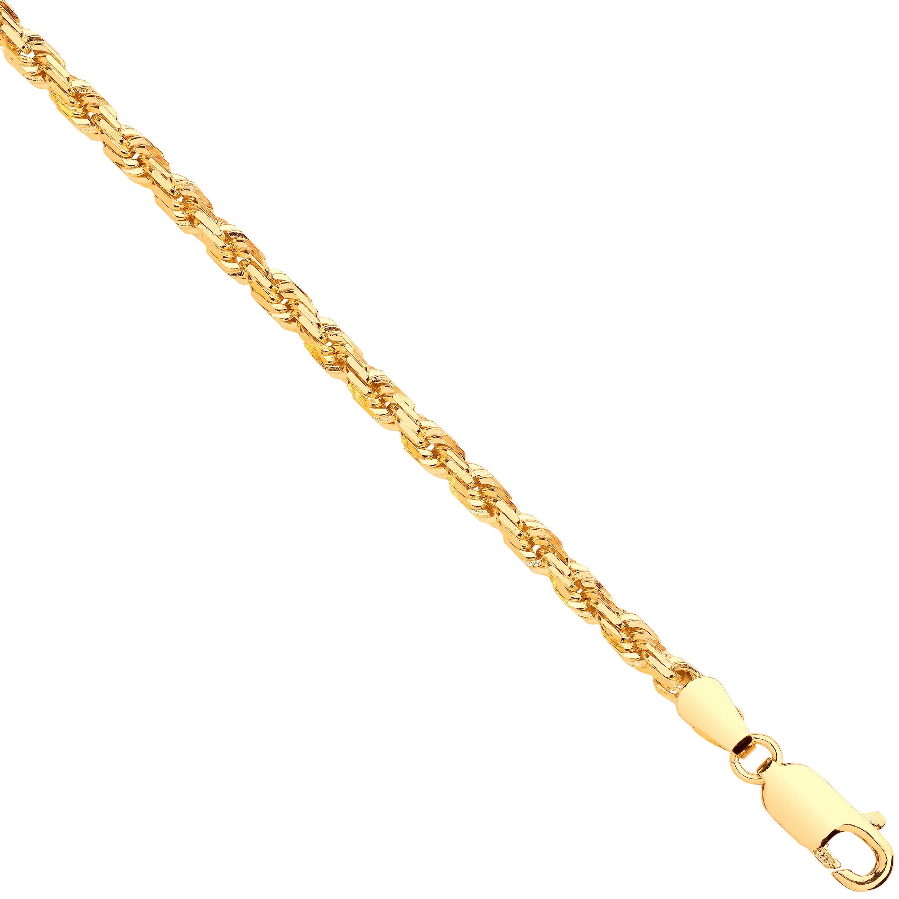 Yellow Gold D/C 3.0mm Solid Rope Chain - 9ct Gold