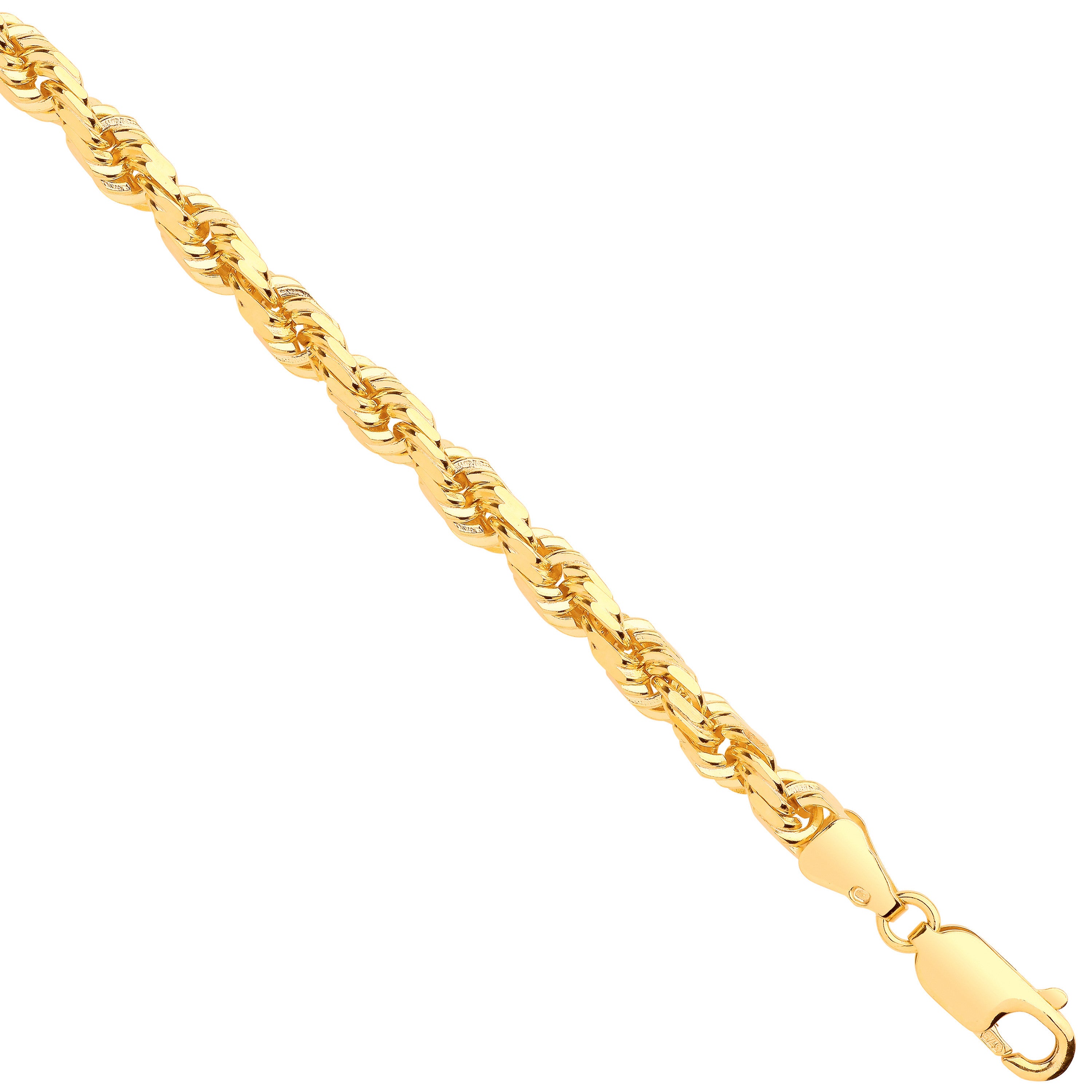 Yellow Gold D/C 4.2mm Solid Rope Chain - 9ct Gold