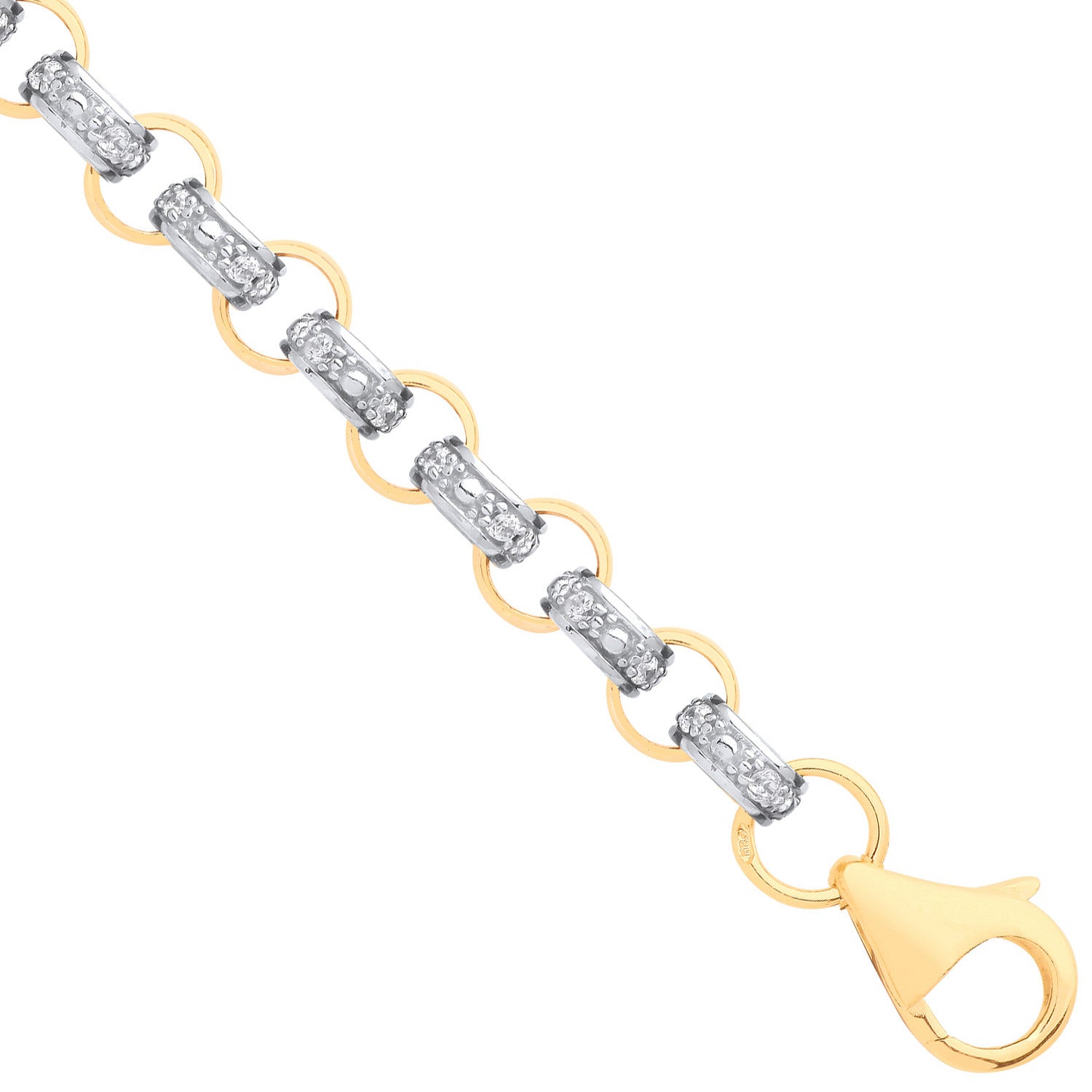 Yellow Gold Cubic Zirconia Round 6.0mm Belcher Chain - 9ct Gold