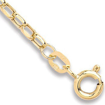 Yellow Gold Hollow Diamond Cut Belcher Anklet - 9ct Gold