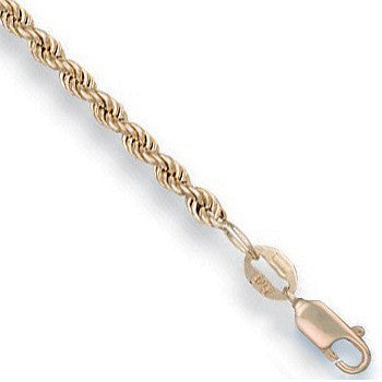 Yellow Gold Hollow Rope Anklet - 9ct Gold