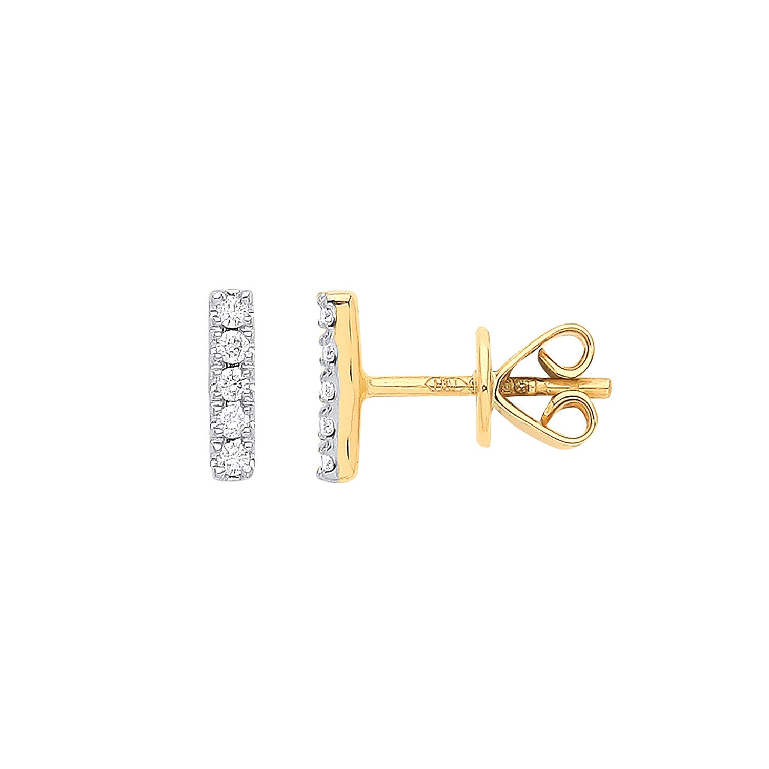 9ct Yellow Gold 0.07ct Diamond Earrings - 9ct Gold