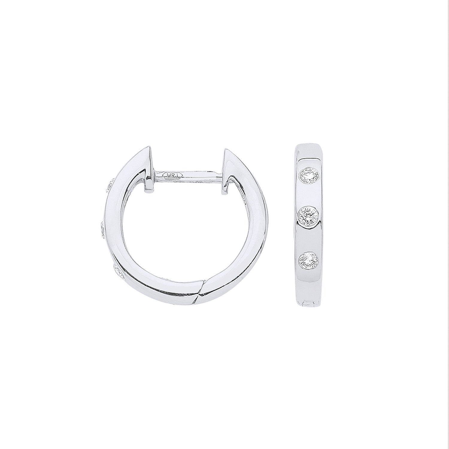 9ct White Gold 0.08ct Rubover Huggies - 9ct Gold