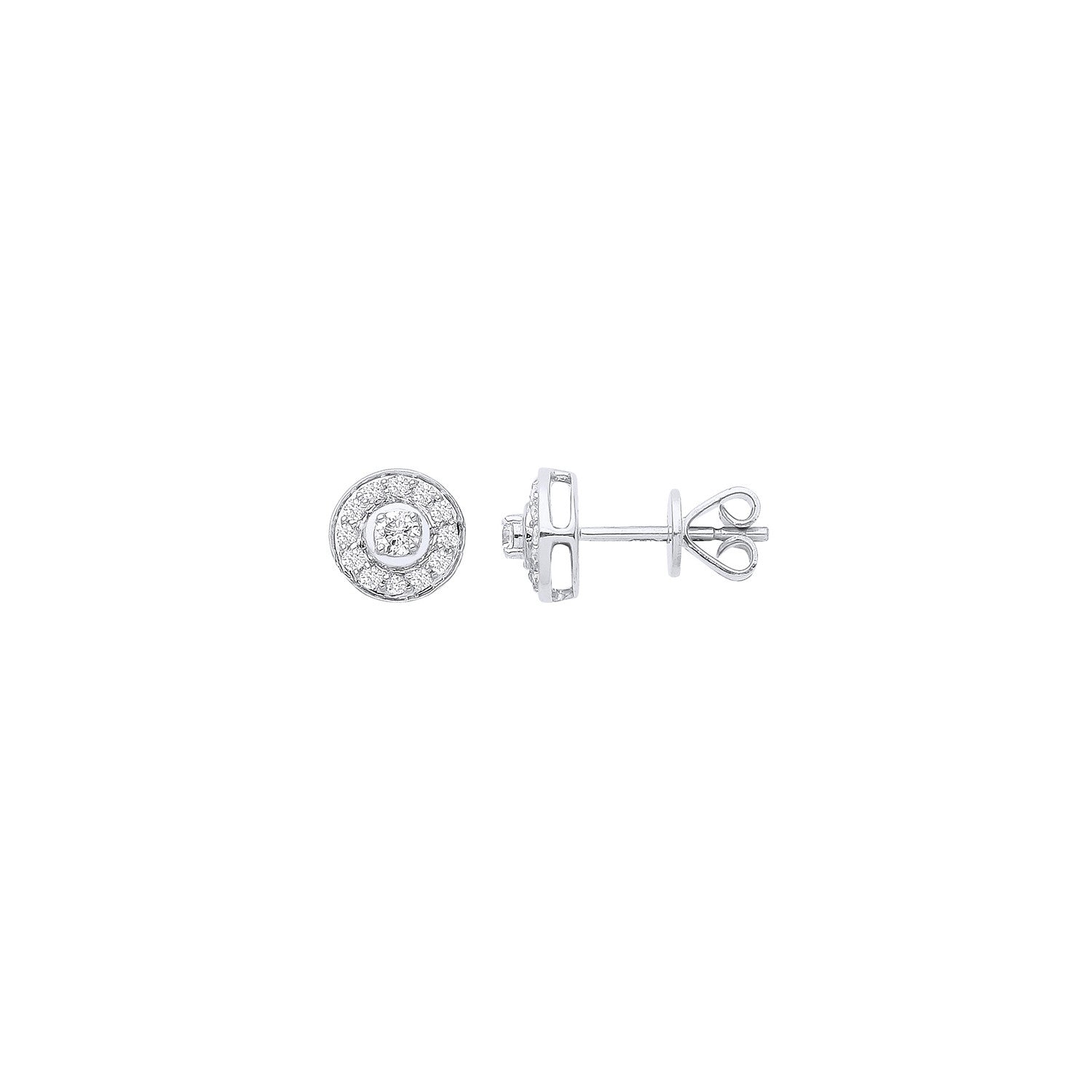 18ct White Gold Halo 0.24ctw Diamond Studs - 18ct Gold