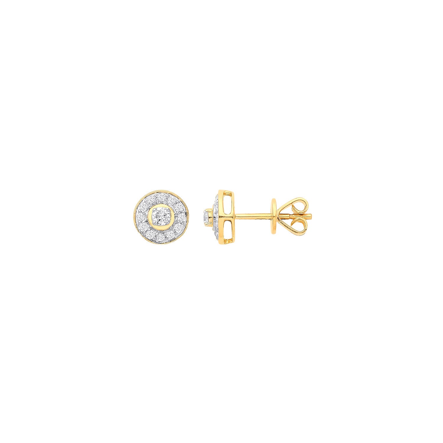 18ct Yellow Gold Halo 0.24ctw Diamond Studs - 18ct Gold