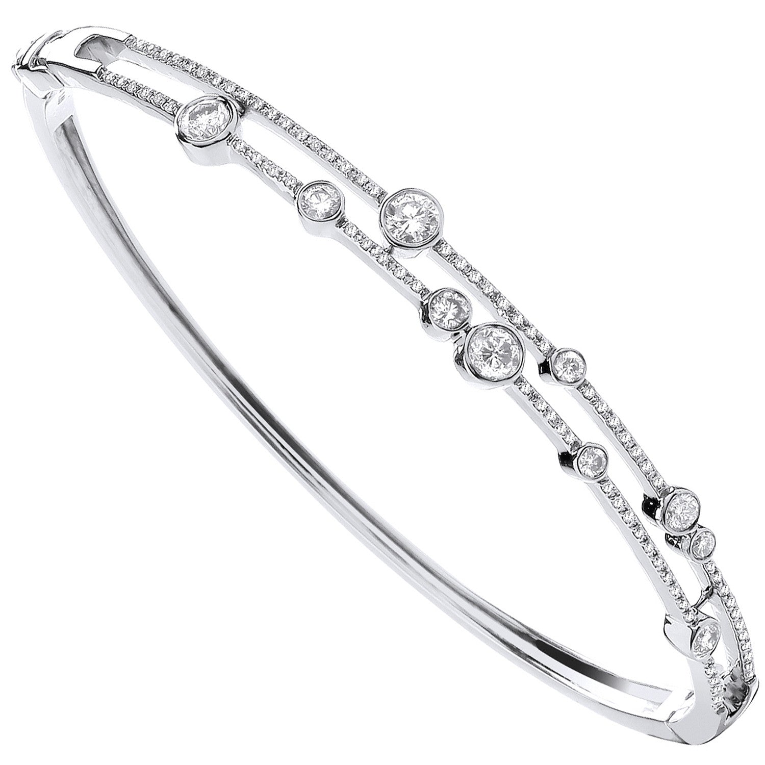 18ct White Gold 1.00ctw Dress Diamond Bangle - 18ct Gold