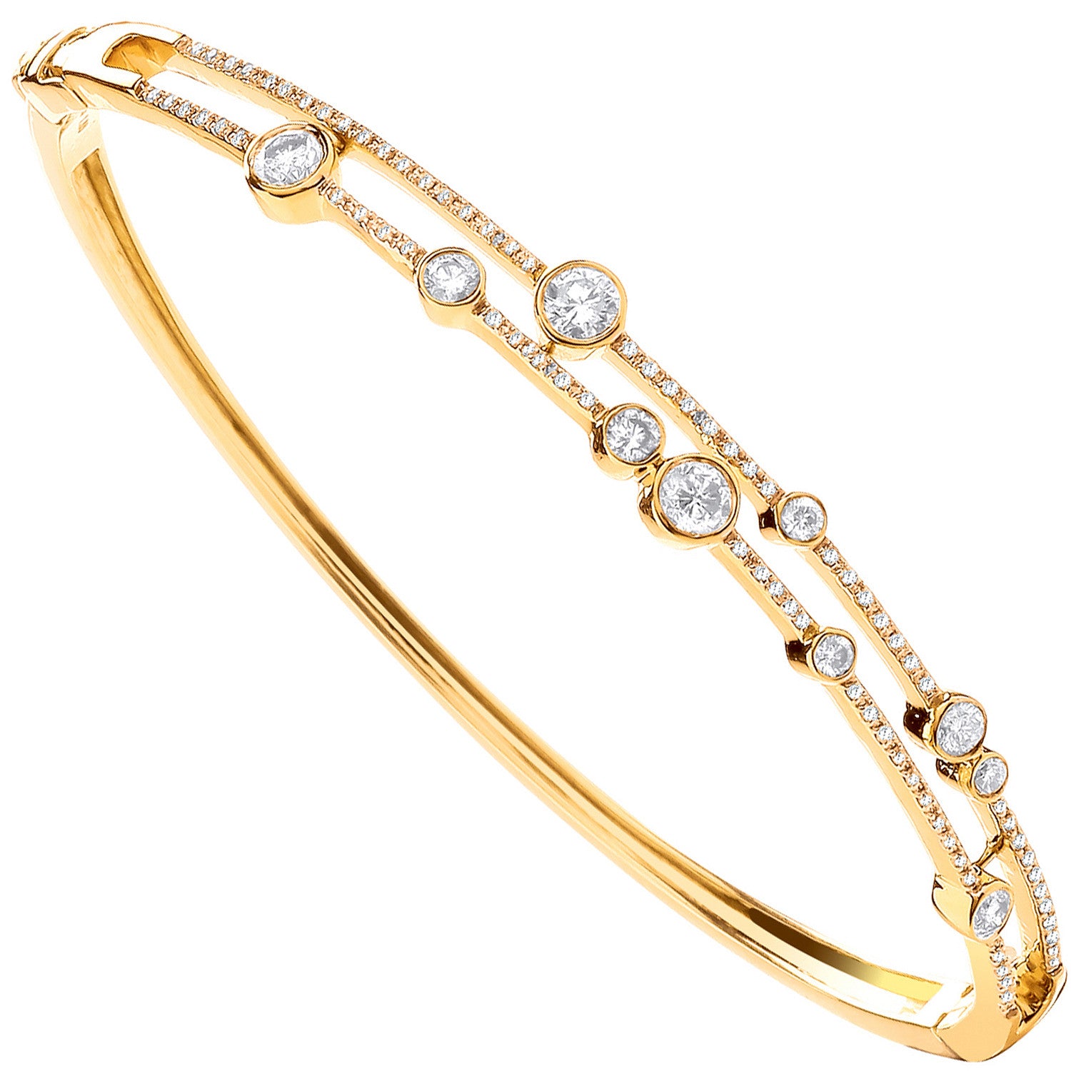 18ct Yellow Gold 1.00ctw Dress Diamond Bangle - 18ct Gold