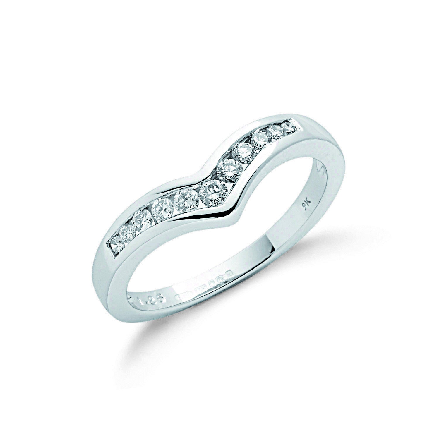 9ct White Gold 0.25ct Diamond Wishbone Ring - 9ct Gold