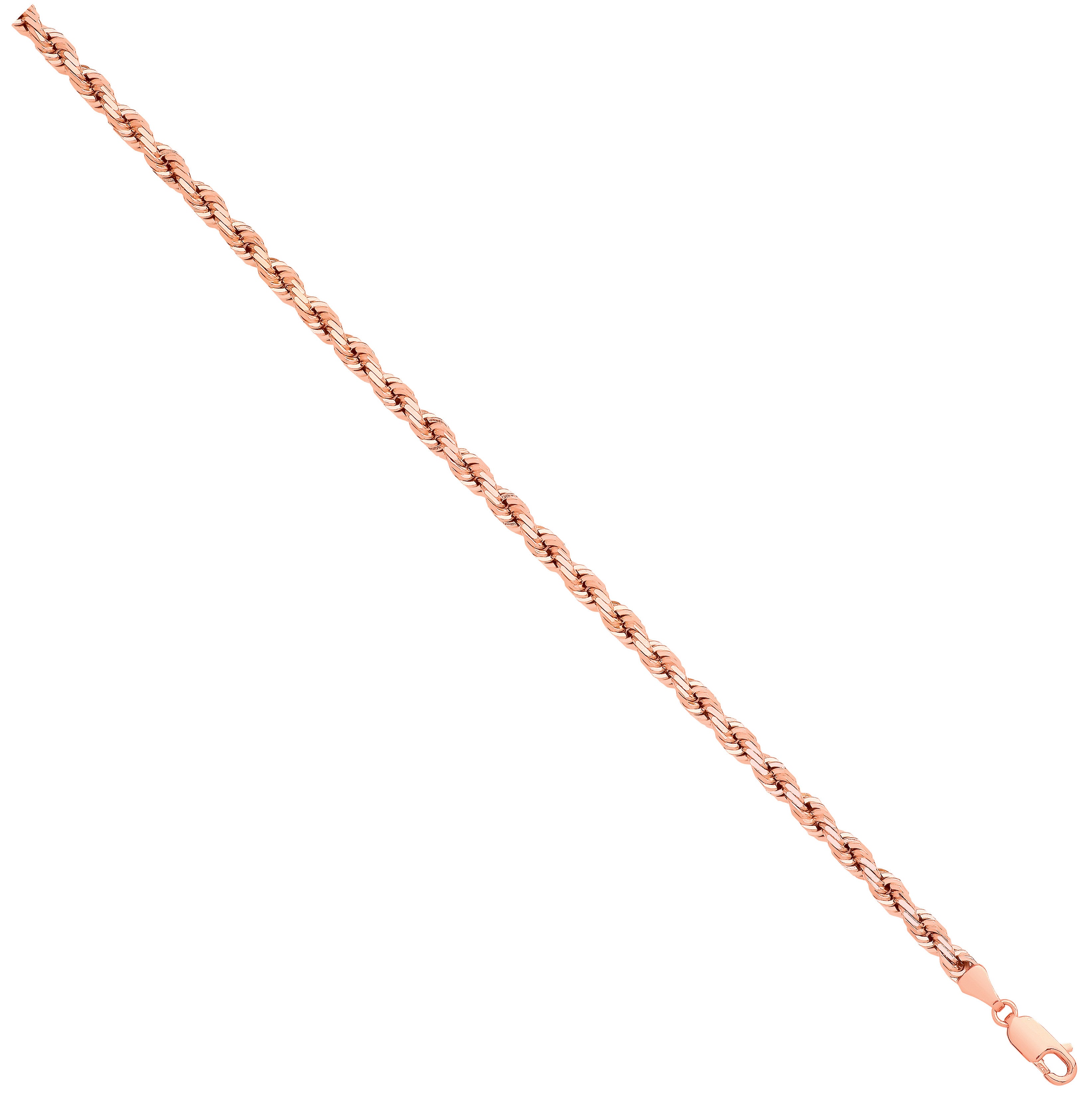Rose Gold Solid D/C 4.2mm Rope Chain - 9ct Gold