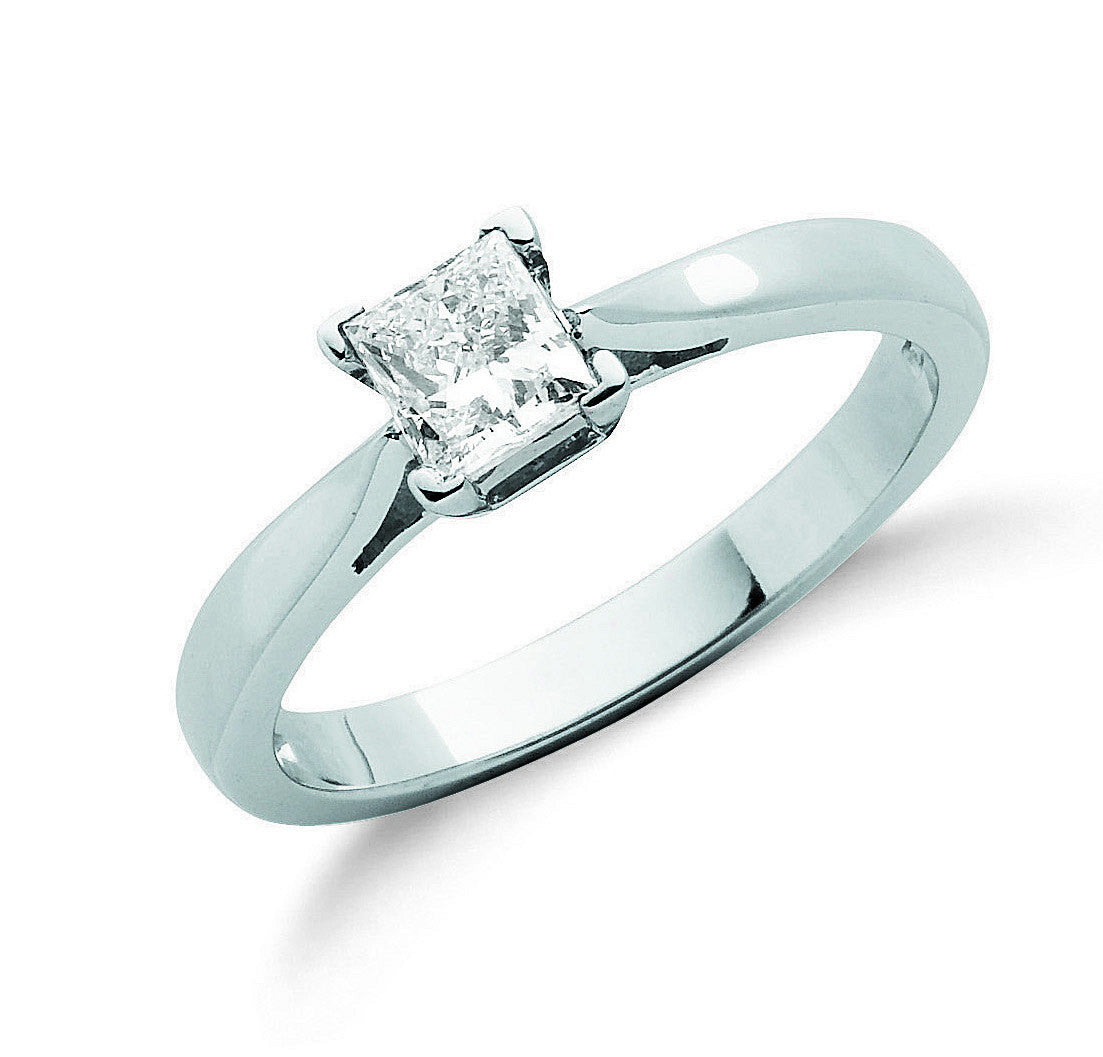 18ct White Gold 0.50ct Princess Cut Diamond Engagement Ring - 18ct Gold