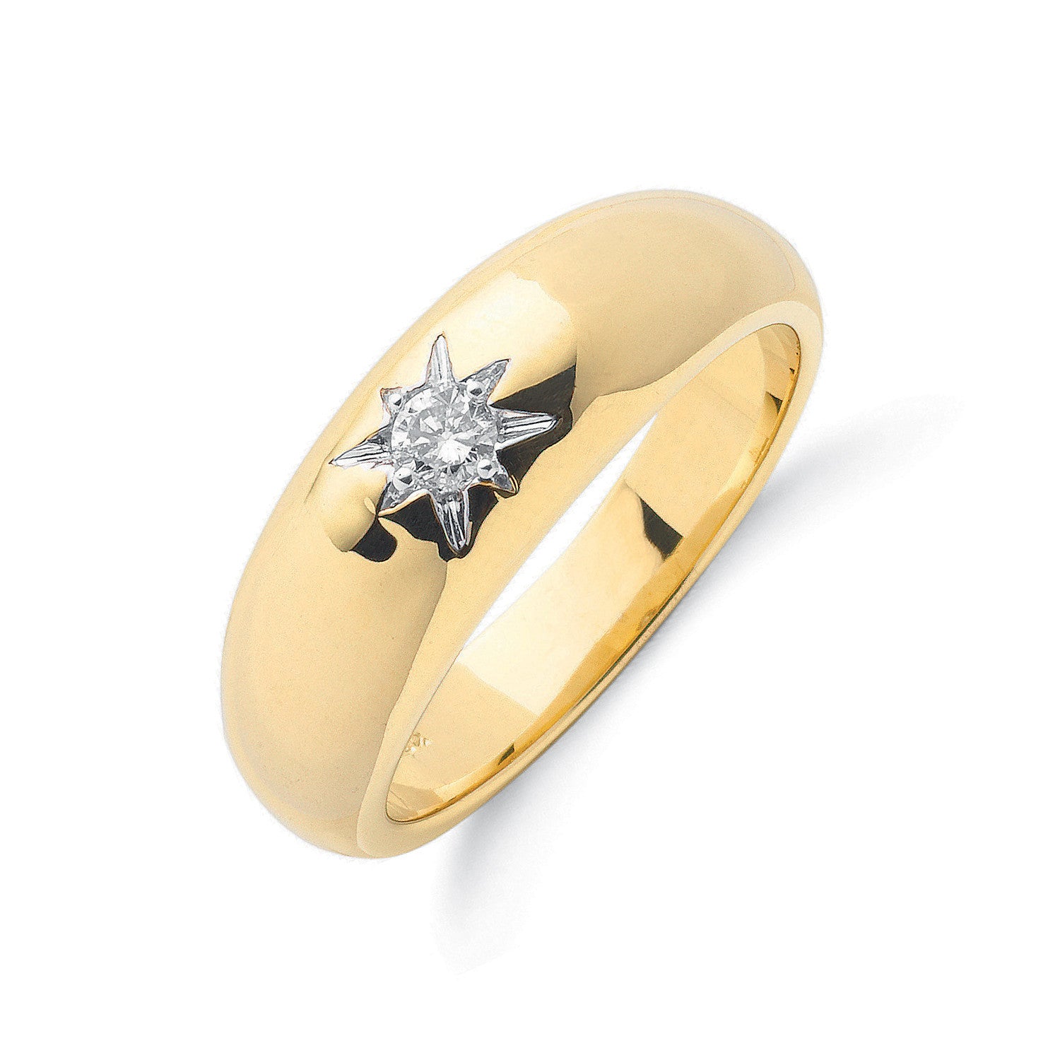 9ct Yellow Gold 0.15ct Single Stone Diamond Band - 9ct Gold