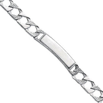Silver Plain & Bark Casted Curb ID Baby 6" Bracelet - Silver