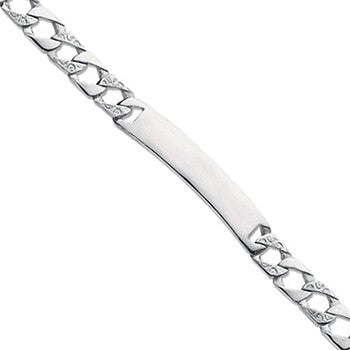 Silver Plain & Bark Casted Curb ID Baby 6" Bracelet - Silver