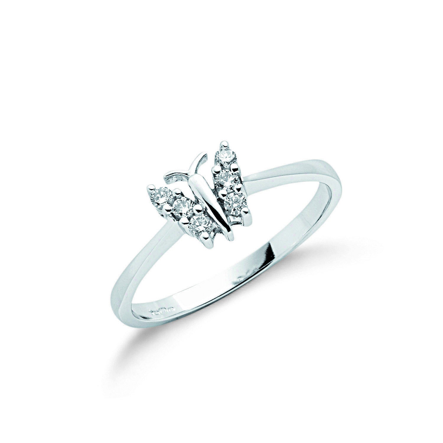 9ct White Gold 0.15ct Diamond Butterfly Ring - 9ct Gold