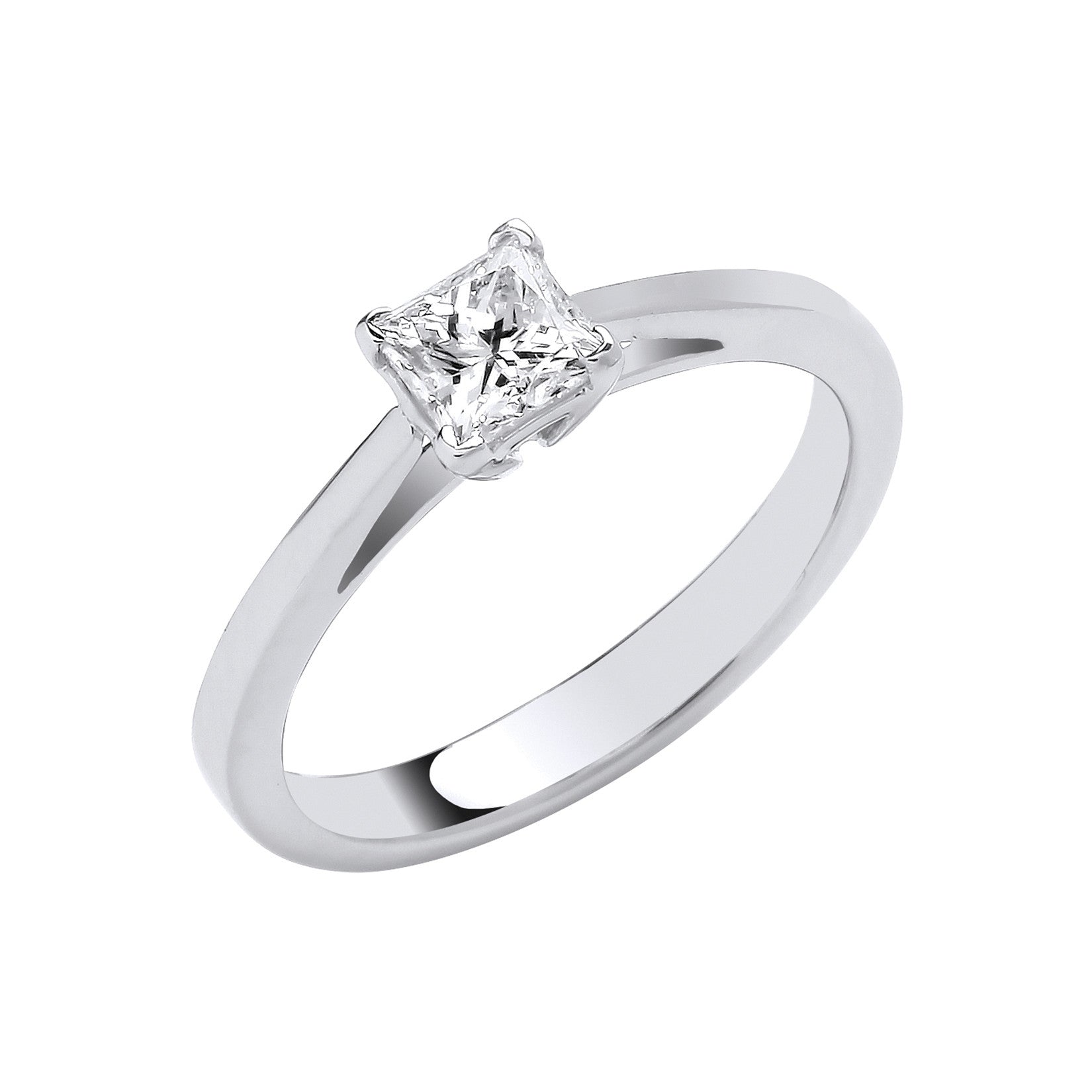 Platinum 0.50ct G/H-Si Princess Cut Diamond Engagement Ring - Platinum