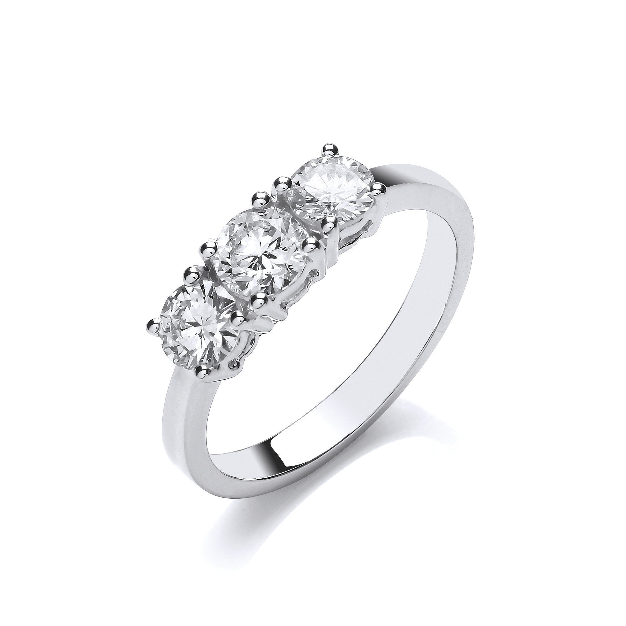 18ct White Gold 1.00ct Diamond Trilogy Ring - 18ct Gold