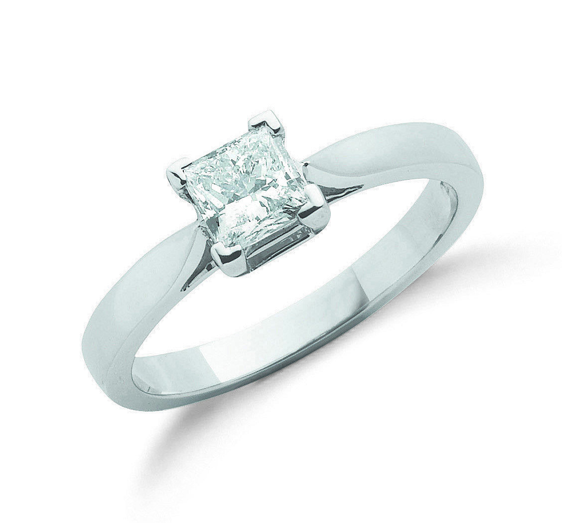 18ct White Gold 0.70ct Princess Cut Diamond Engagement Ring - 18ct Gold