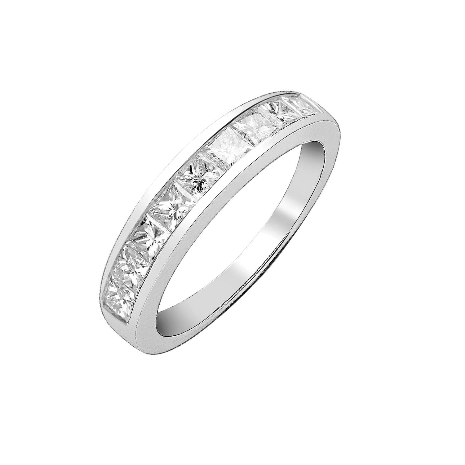 Platinum 1.00ct G/H-Vs Princess Cut Eternity Diamond Ring - Platinum