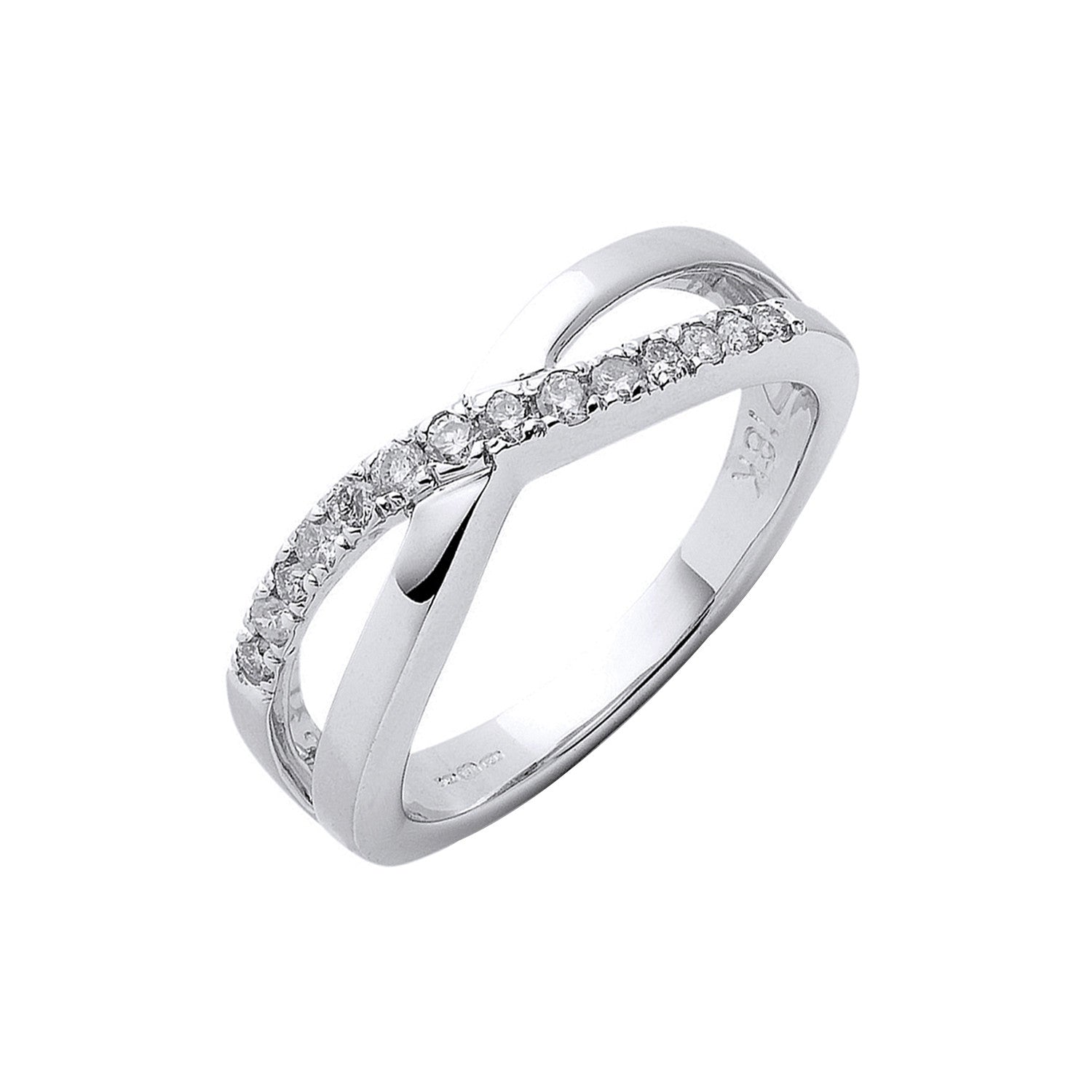 18ct White Gold 0.20ct Crossover Diamond Ring - 18ct Gold