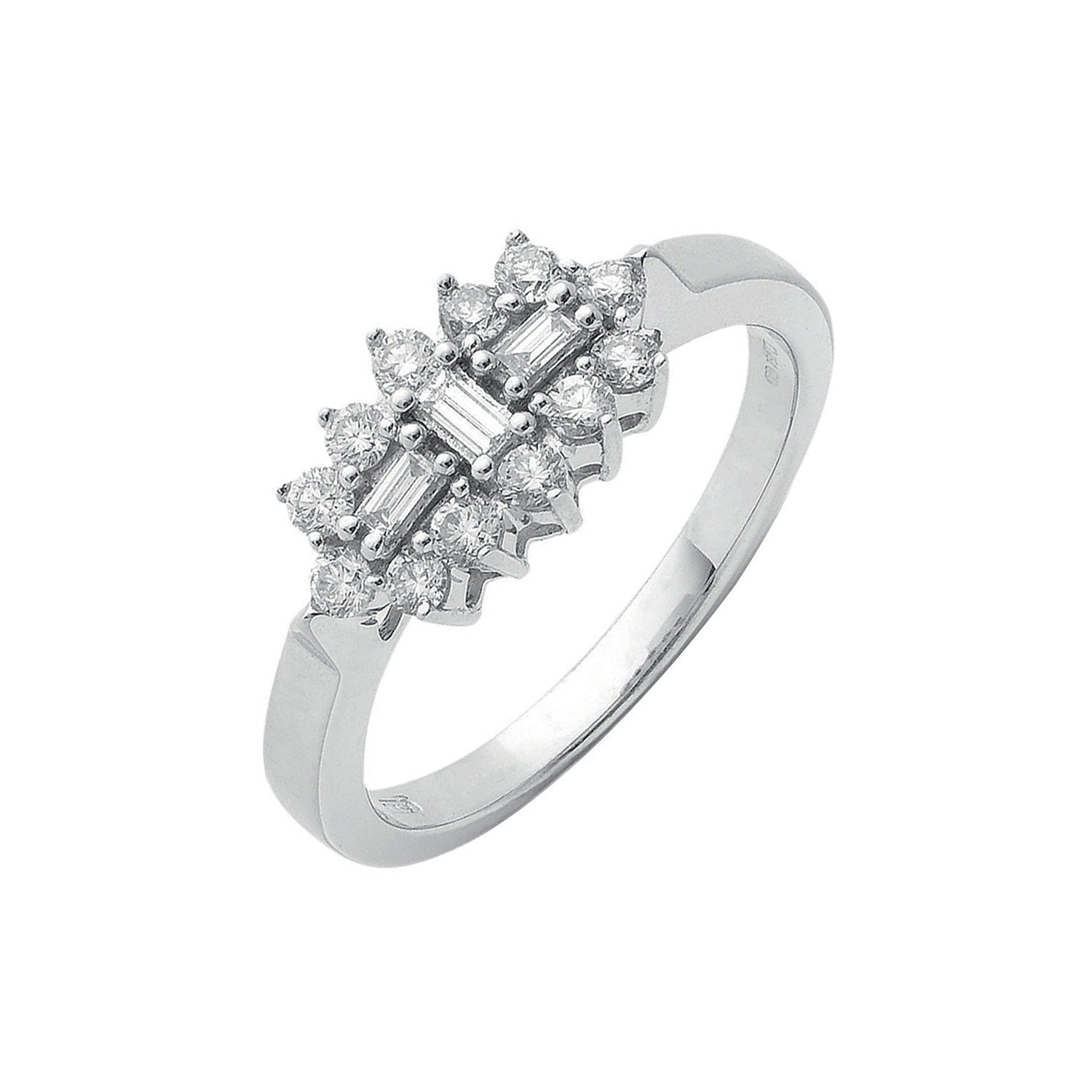 18ct White Gold D.0.50ctw Diamond Boat/Cluster Ring - 18ct Gold