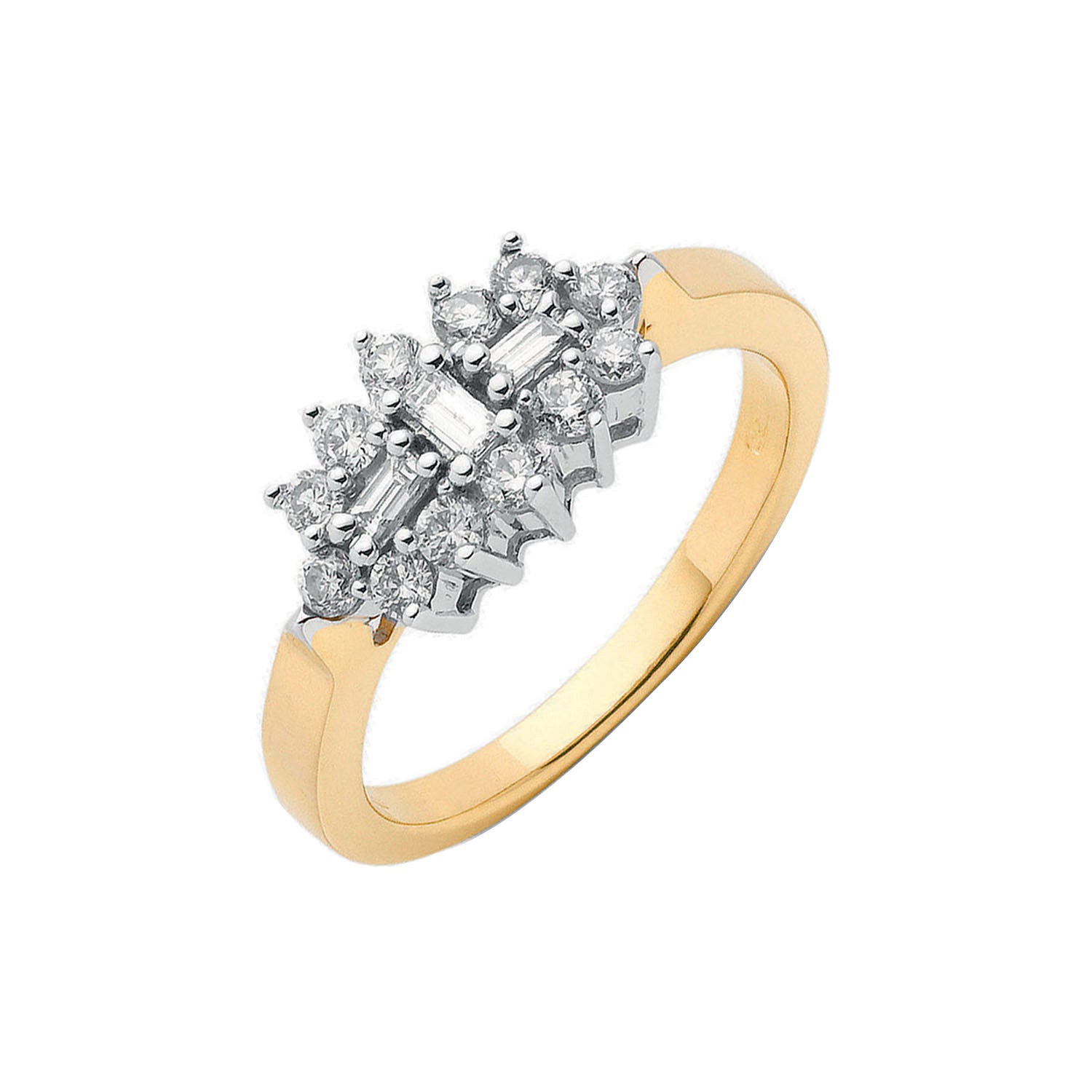 Bague Bateau/Cluster en Or Jaune 18 carats et Diamants 0.50 carats (poids total) - Or 18 carats