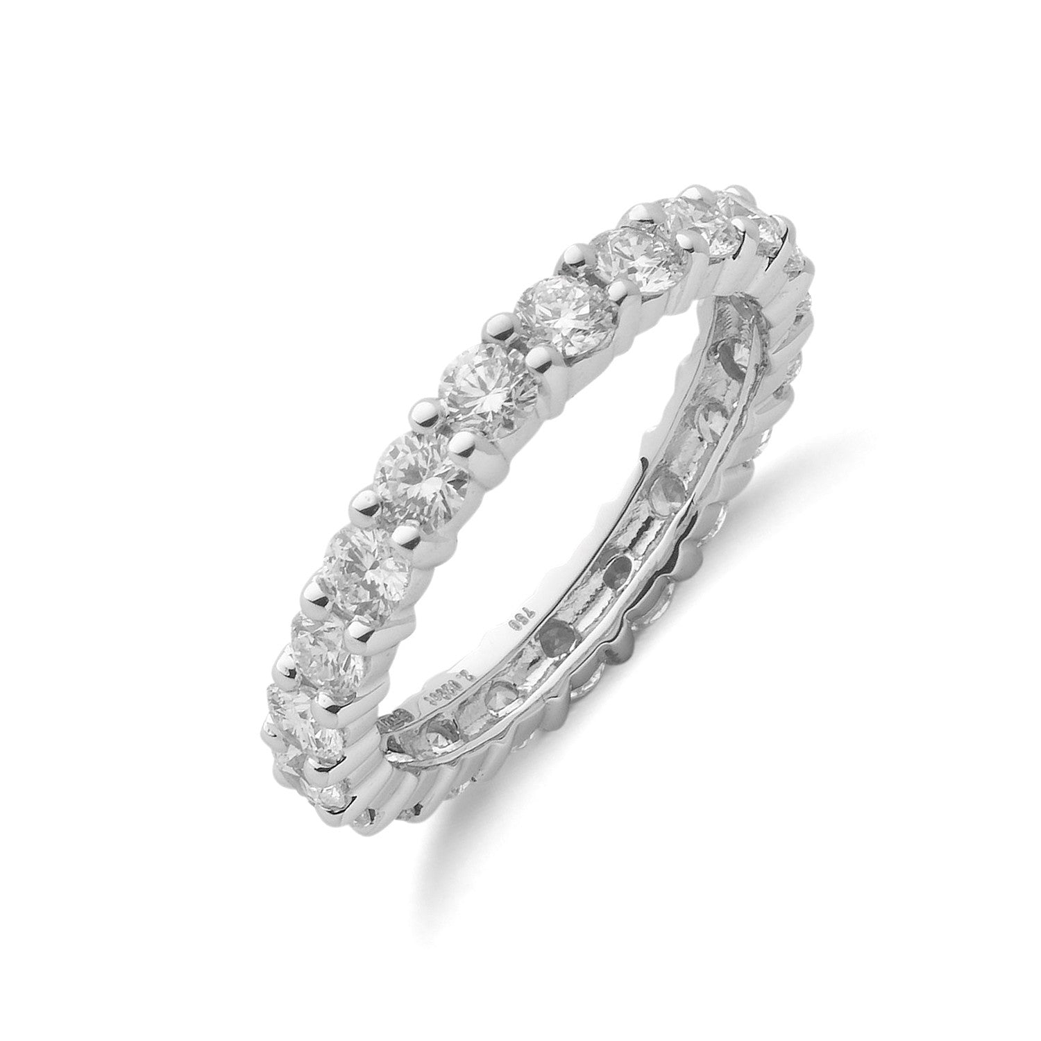 Bague éternité entièrement sertie de diamants 2,00 carats en or blanc 18 carats - Or 18 carats