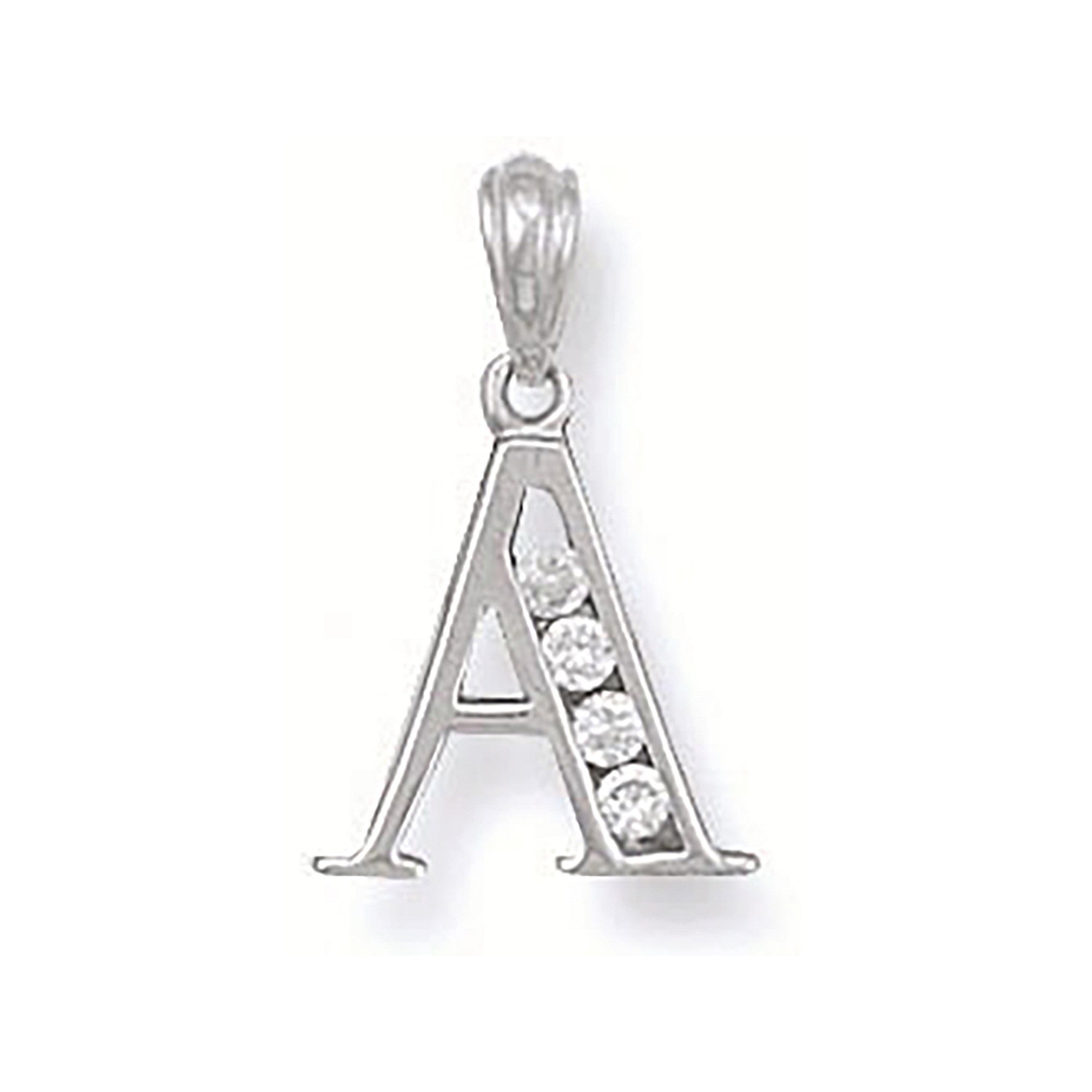 Silver Channel Set Cubic Zirconia Initial Pendant - Silver