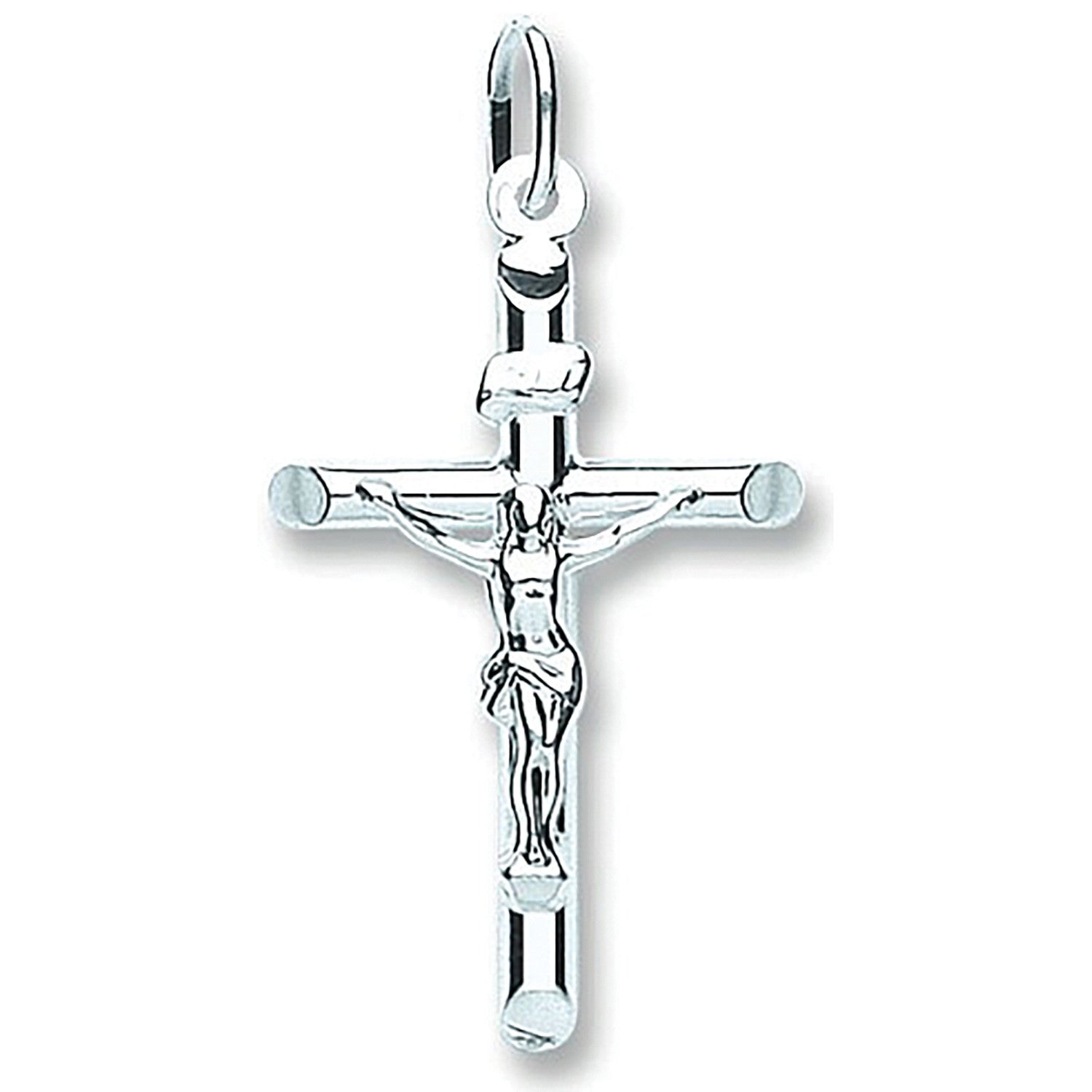 Silver Tubed Crucifix - Silver