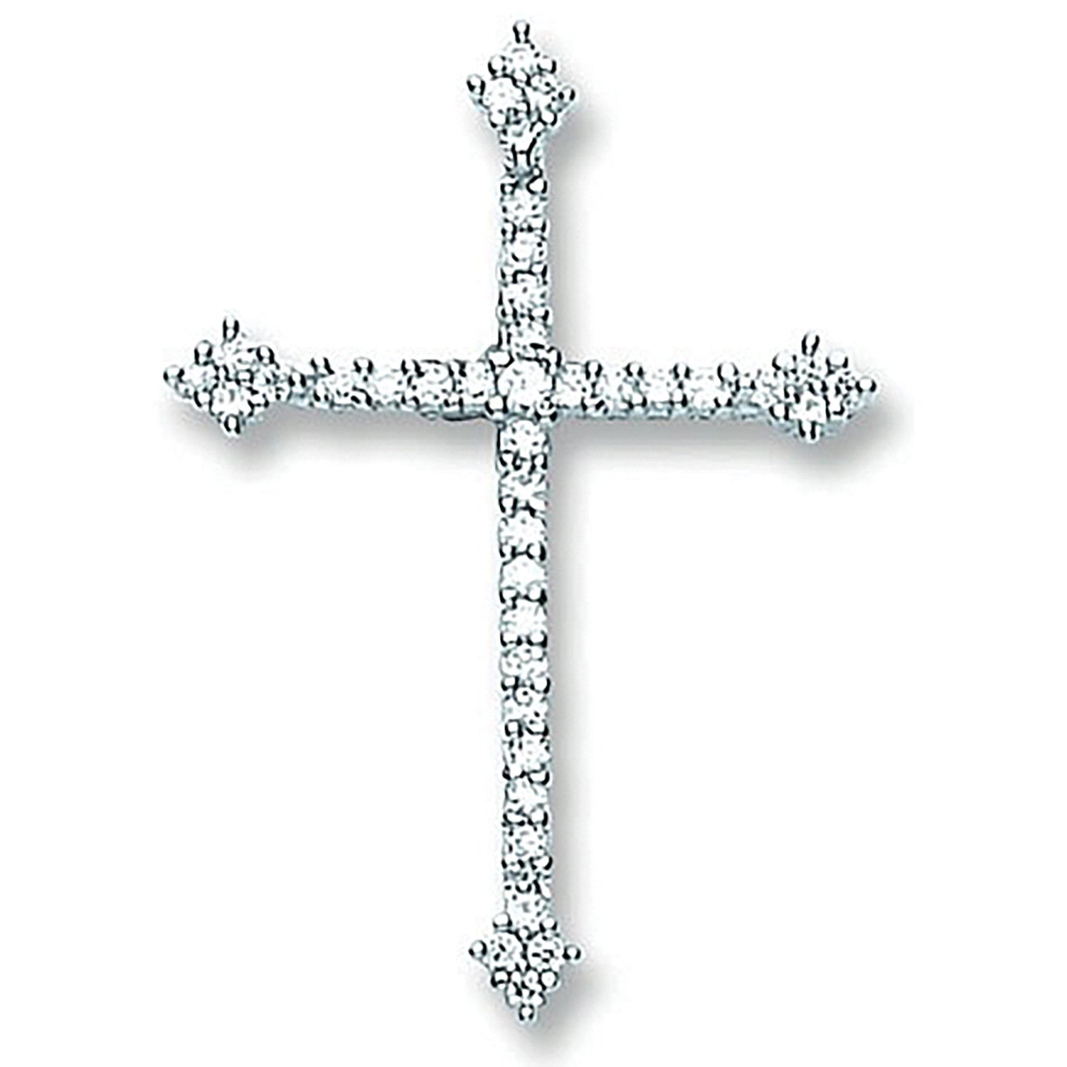 Silver Fancy Cubic Zirconia Cross - Silver