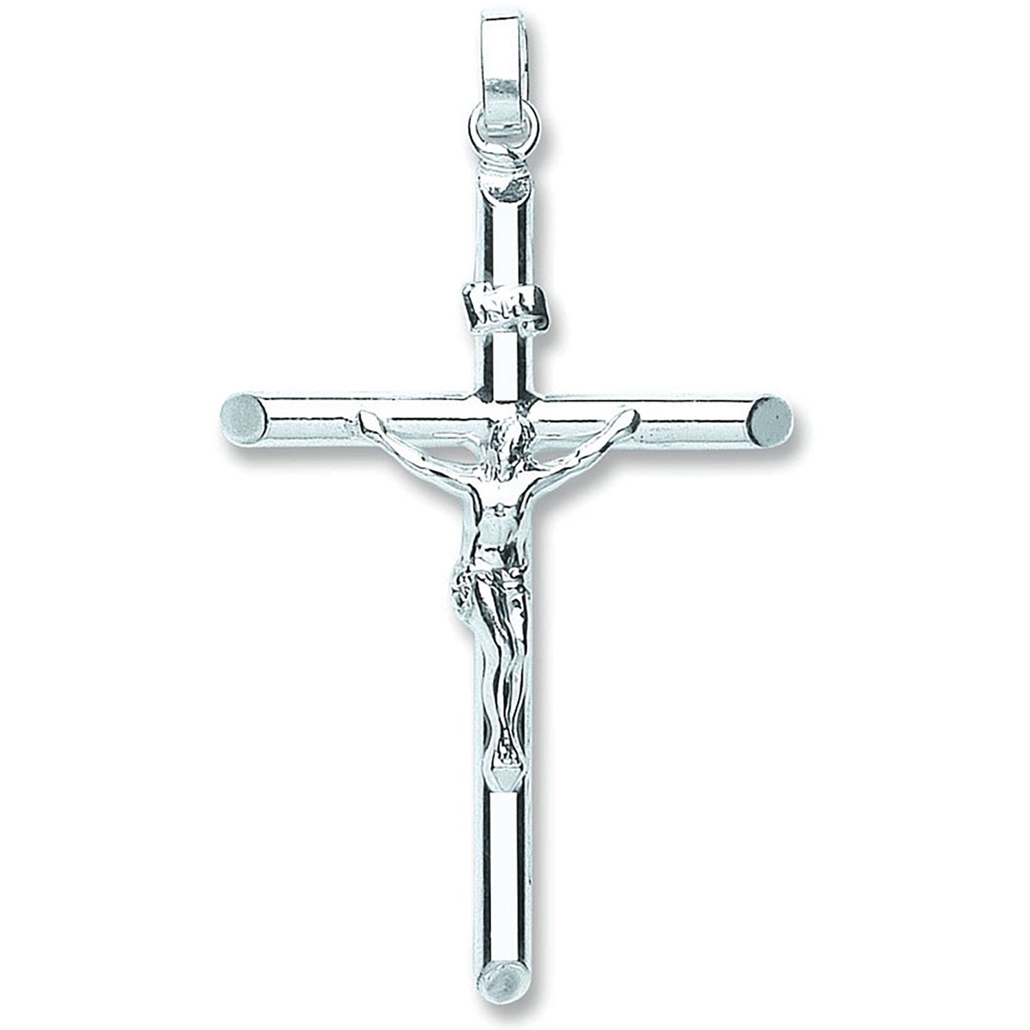 Silver Tubed Crucifix - Silver